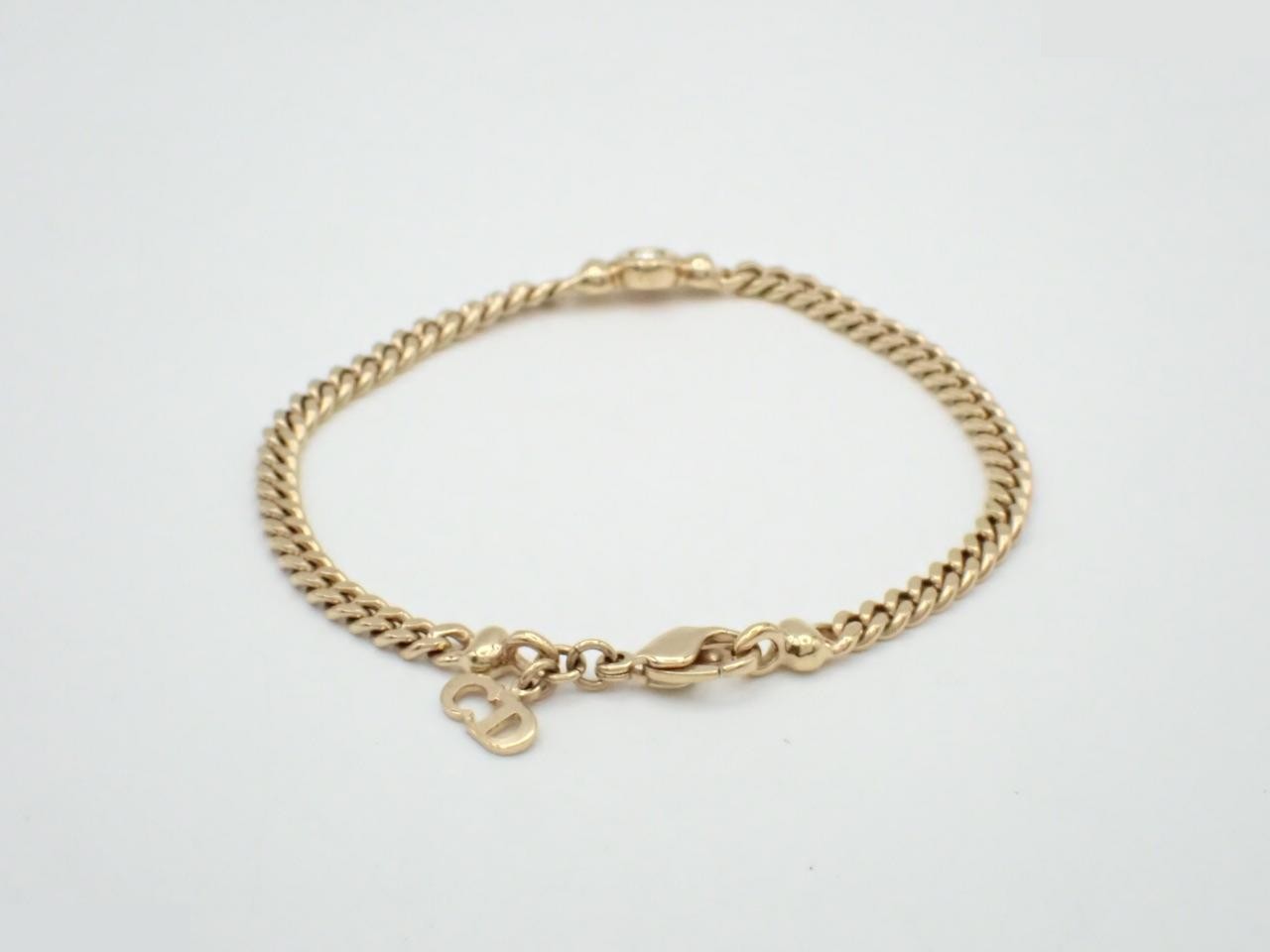 Cuban link chain rhinestone bracelet, gold — view 2