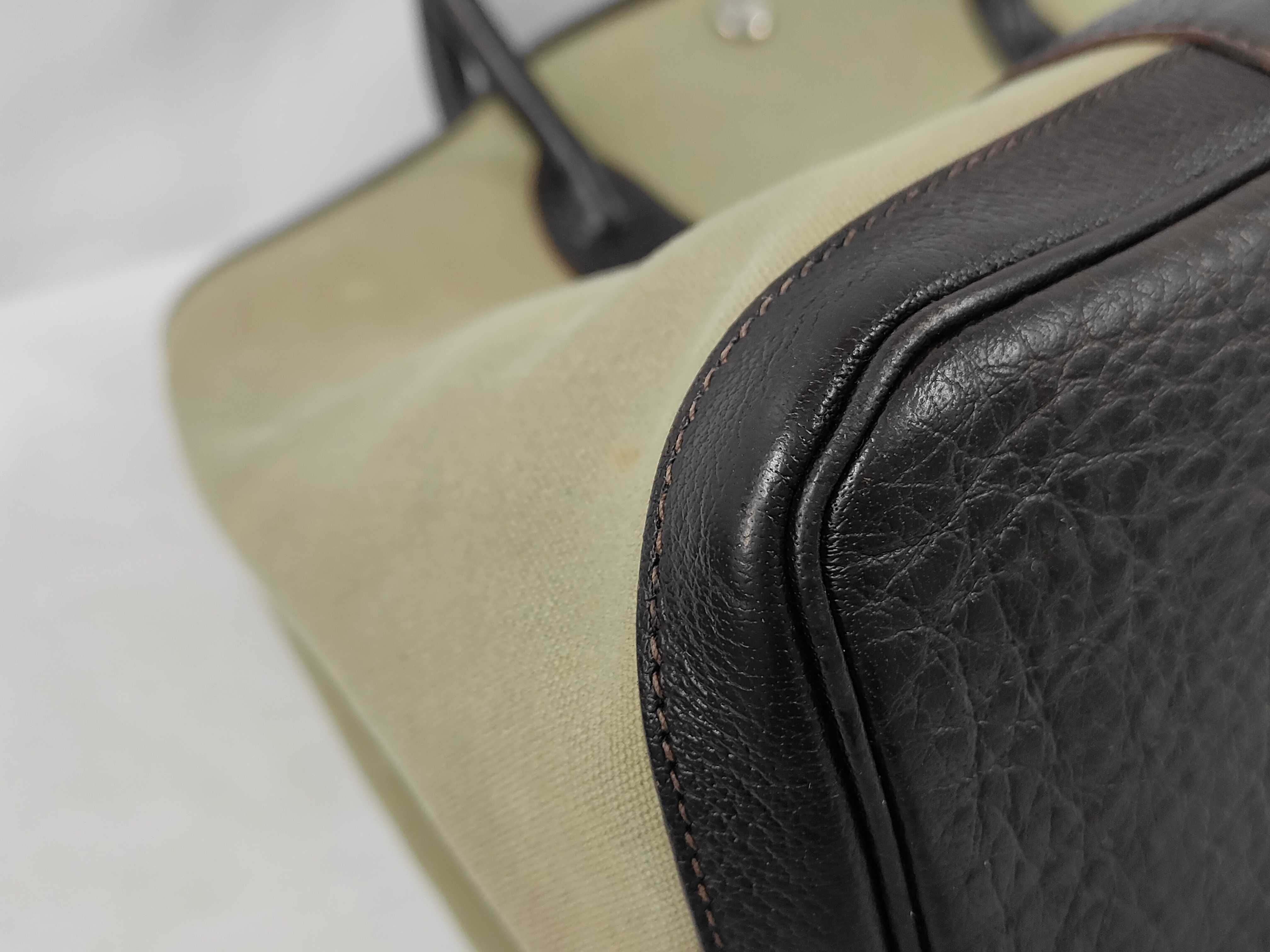 Garden Party PM Tote Bag, Toile Officier Leather, Khaki Brown, Stamped Tote Bag — view 4