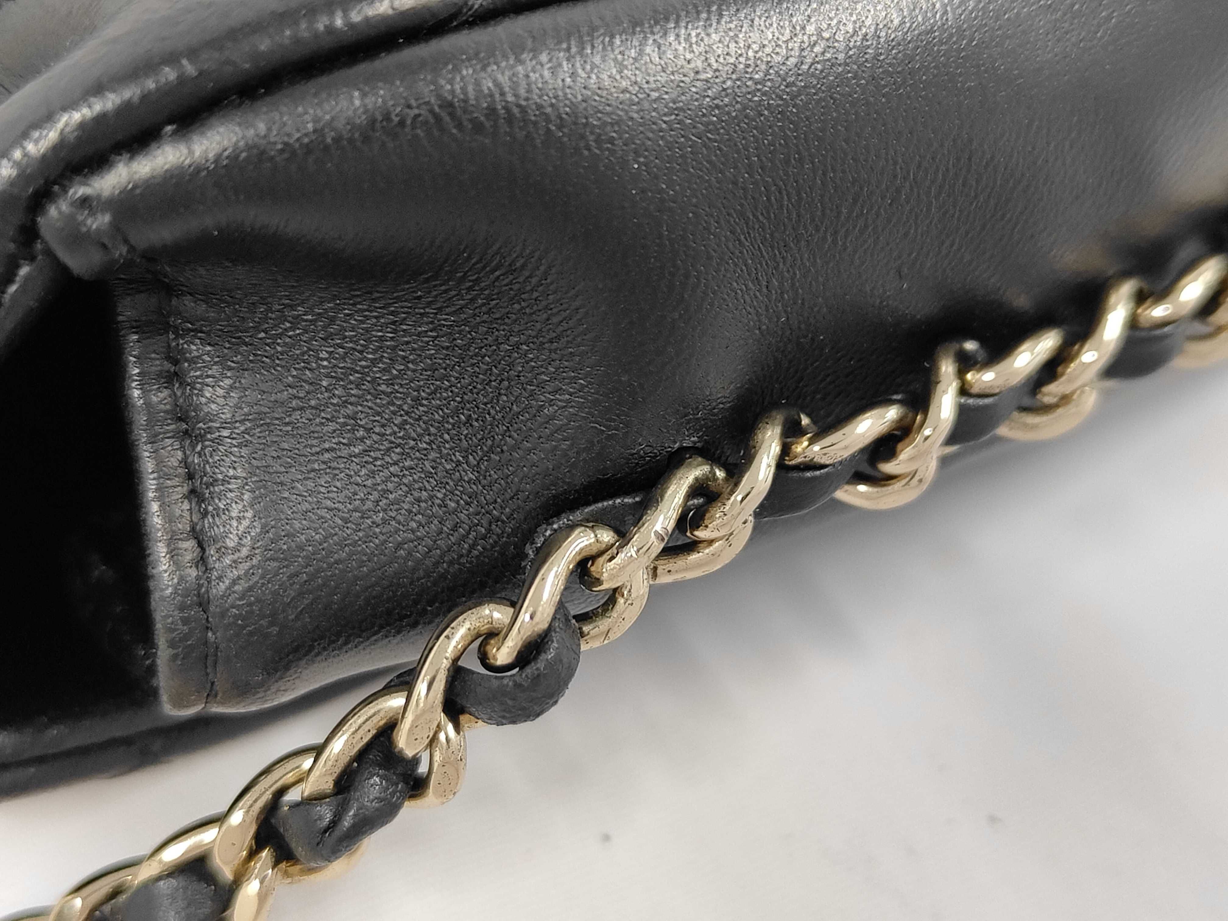 Matelassé Lambskin Chain Shoulder Bag, Pearl Black with Gold Hardware, Serial Number 29 — view 6