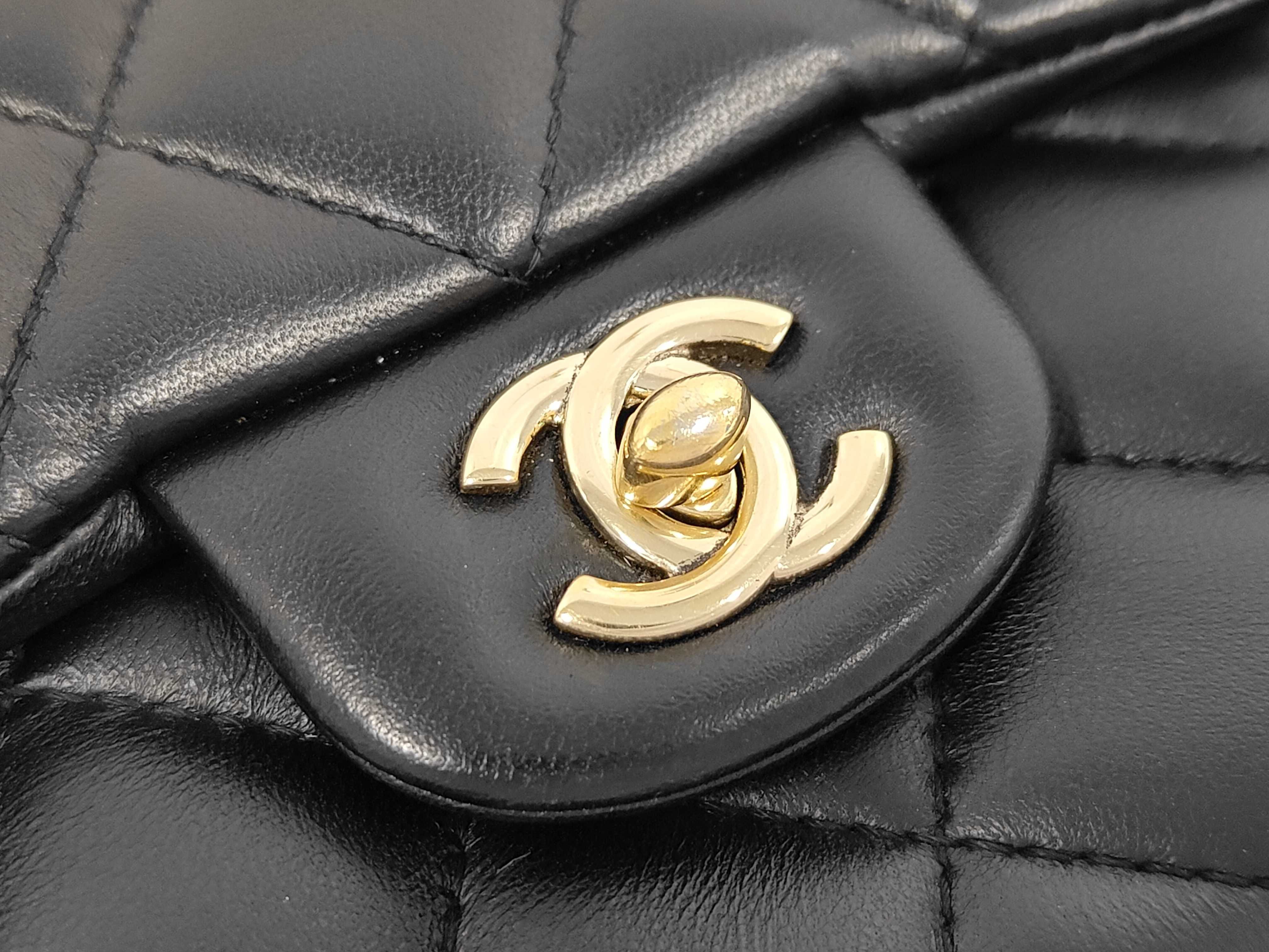 Matelassé Lambskin Chain Shoulder Bag, Pearl Black with Gold Hardware, Serial Number 29 — view 7
