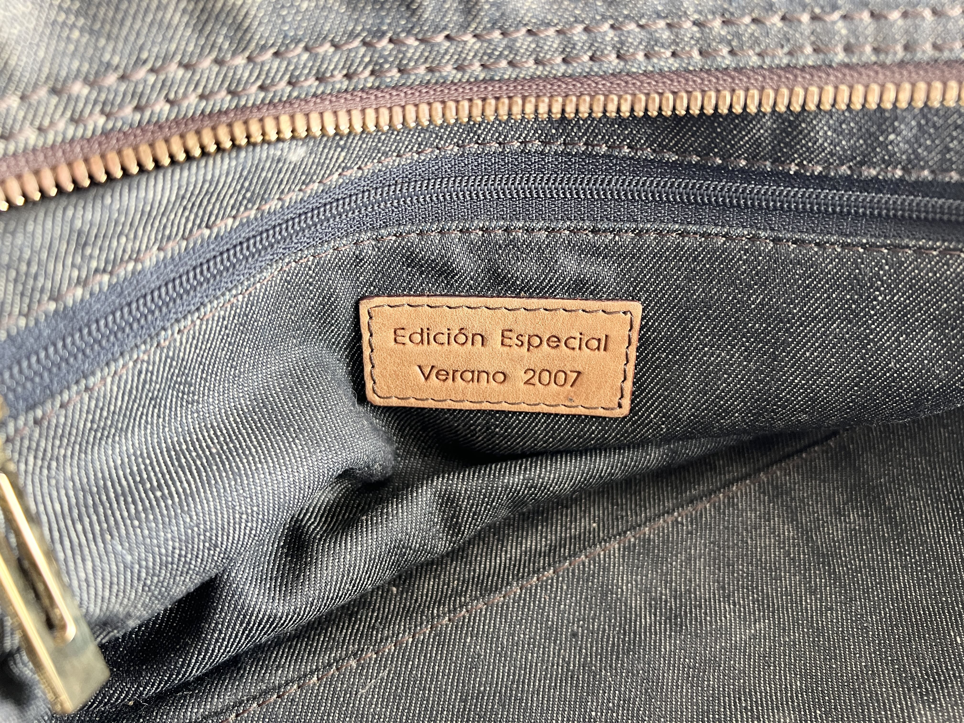 Amazona 28 Beaded and Embellished Denim Leather Anagram Logo Handbag Mini Boston Bag — view 6