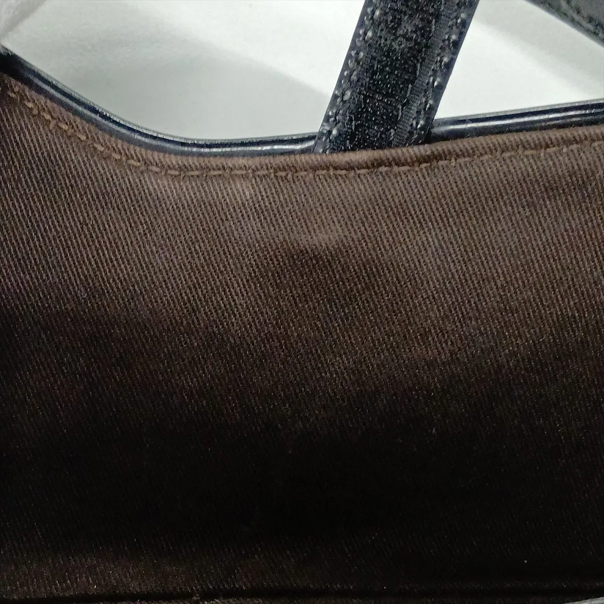 Saddle Canvas x Patent Leather Handbag, Brown — view 14