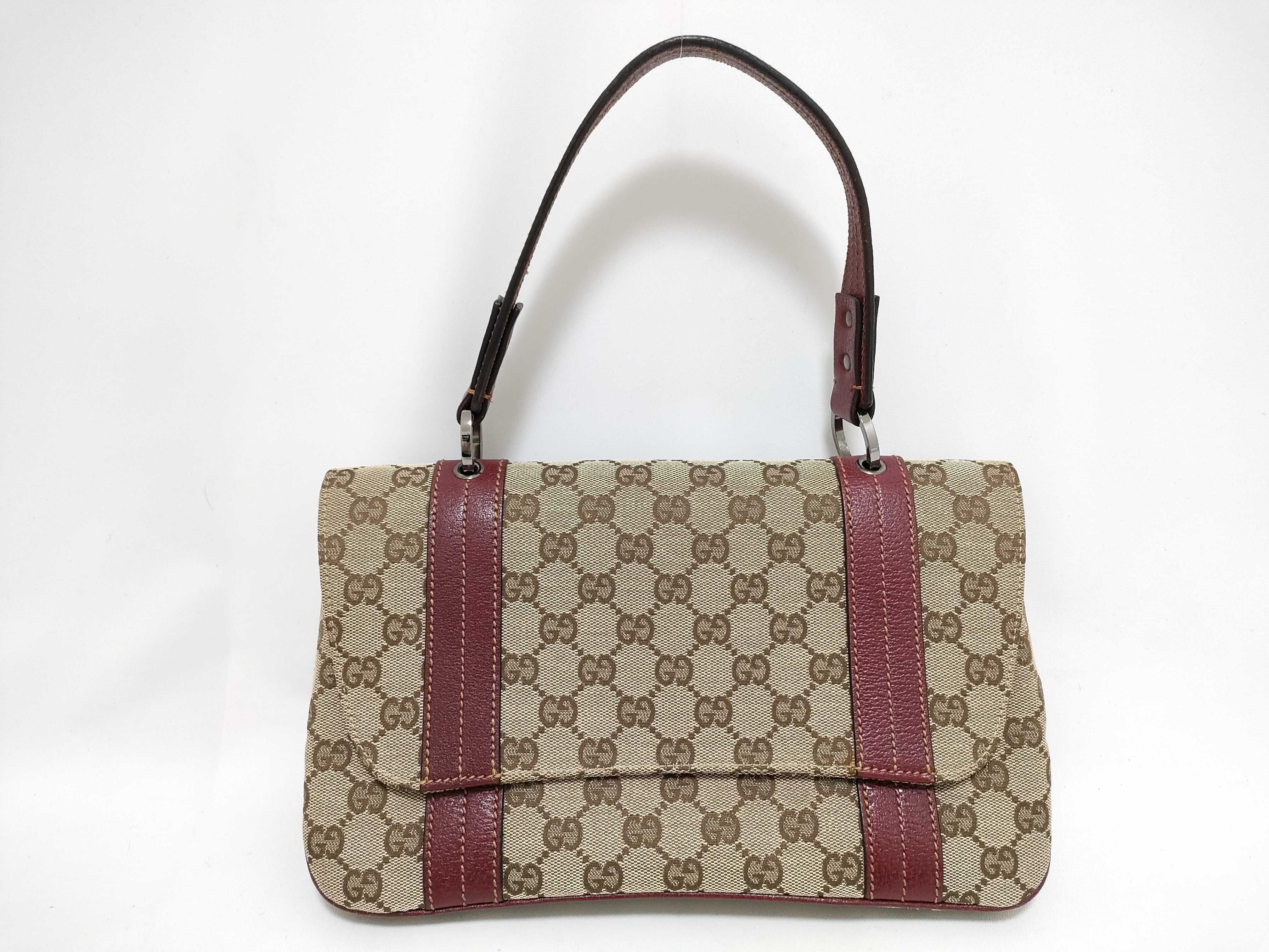 GG Canvas Shoulder Bag, One-Shoulder Bag, GG Canvas, Leather, Red Handbag (113014)