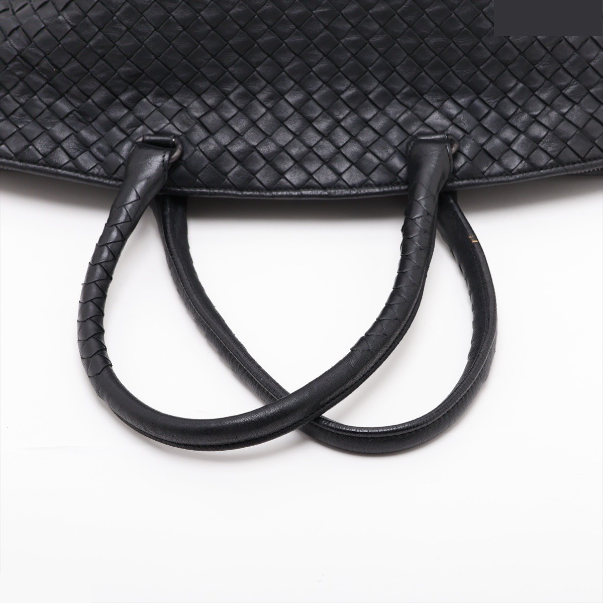 Intrecciato Leather Tote Bag, Black, 214728 — view 5