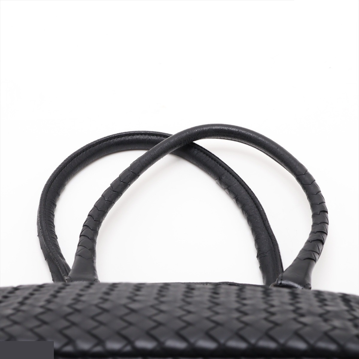 Intrecciato Leather Tote Bag, Black, 214728 — view 6