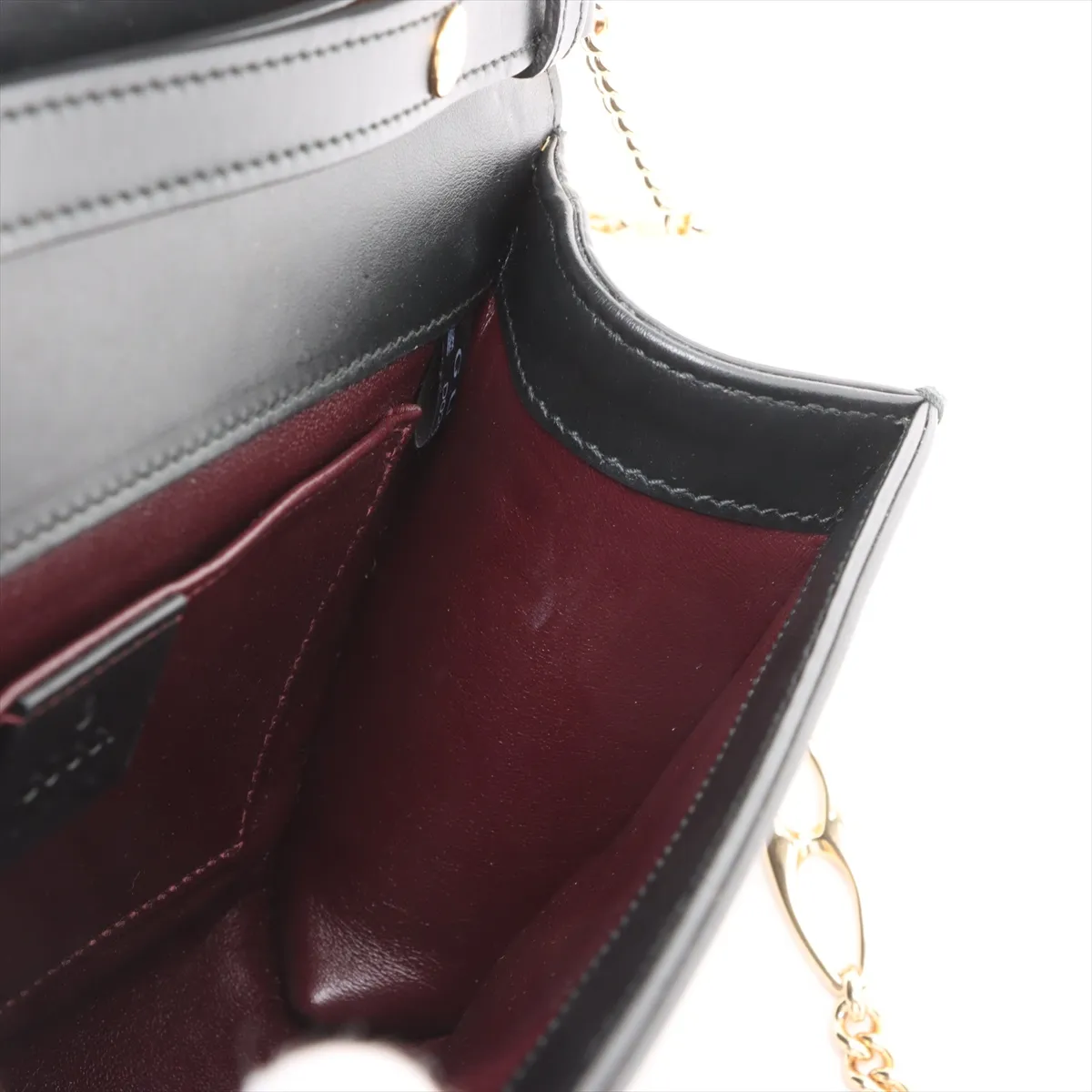 Zumi Leather Chain Shoulder Bag Black 572375 — view 12