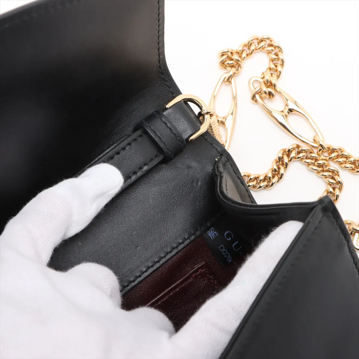 Zumi Leather Chain Shoulder Bag Black 572375 — view 14
