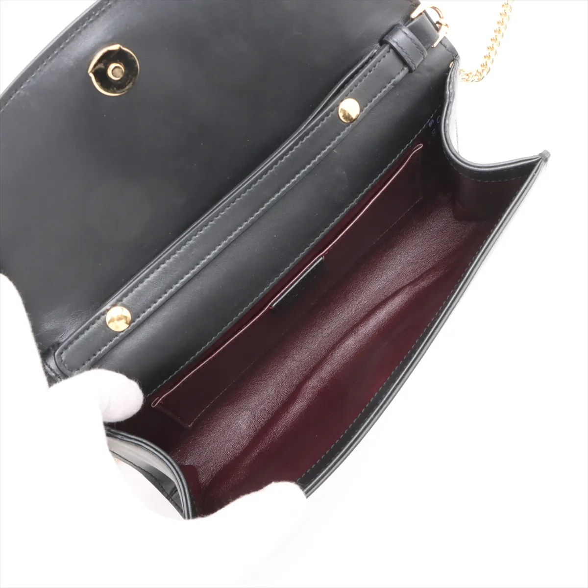 Zumi Leather Chain Shoulder Bag Black 572375 — view 8