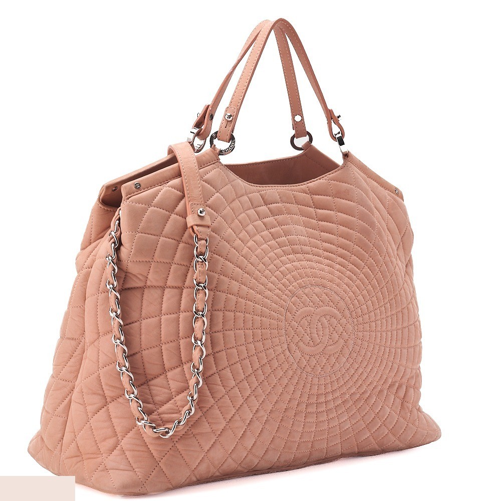 Sparkle leather Coco Mark chain tote bag, pink, silver hardware, serial number 16. — view 3