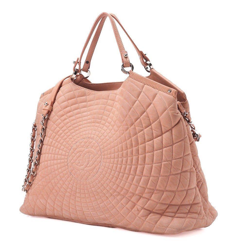 Sparkle leather Coco Mark chain tote bag, pink, silver hardware, serial number 16. — view 4