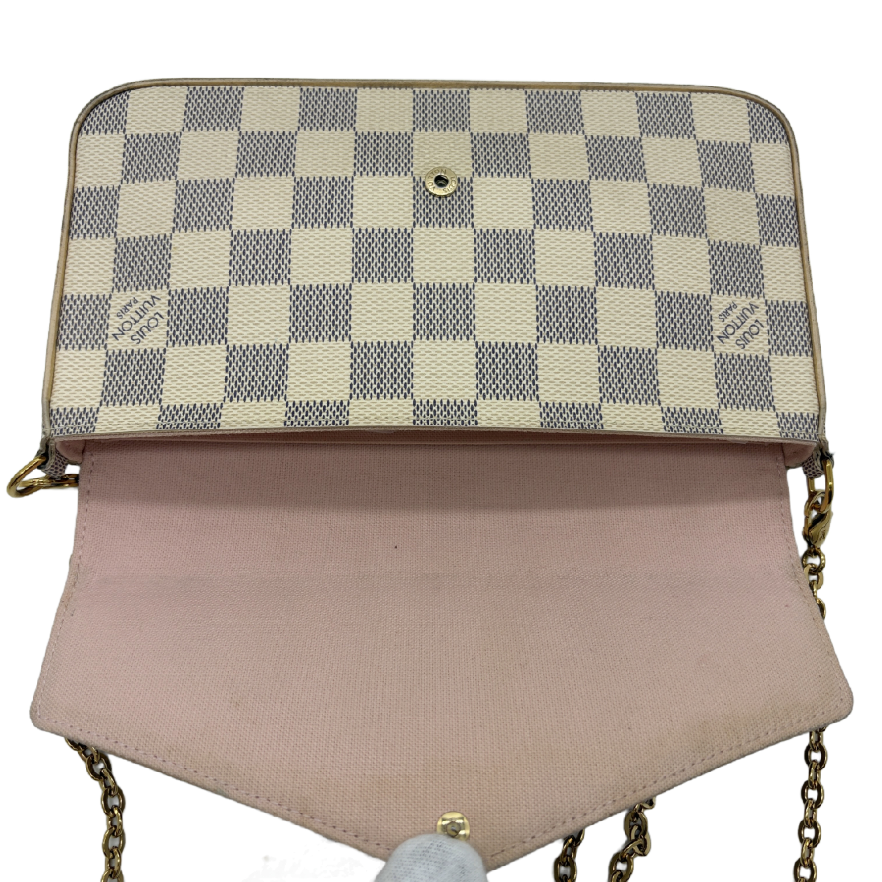 Damier Azur Pochette Felicie Chain Shoulder Bag — view 7
