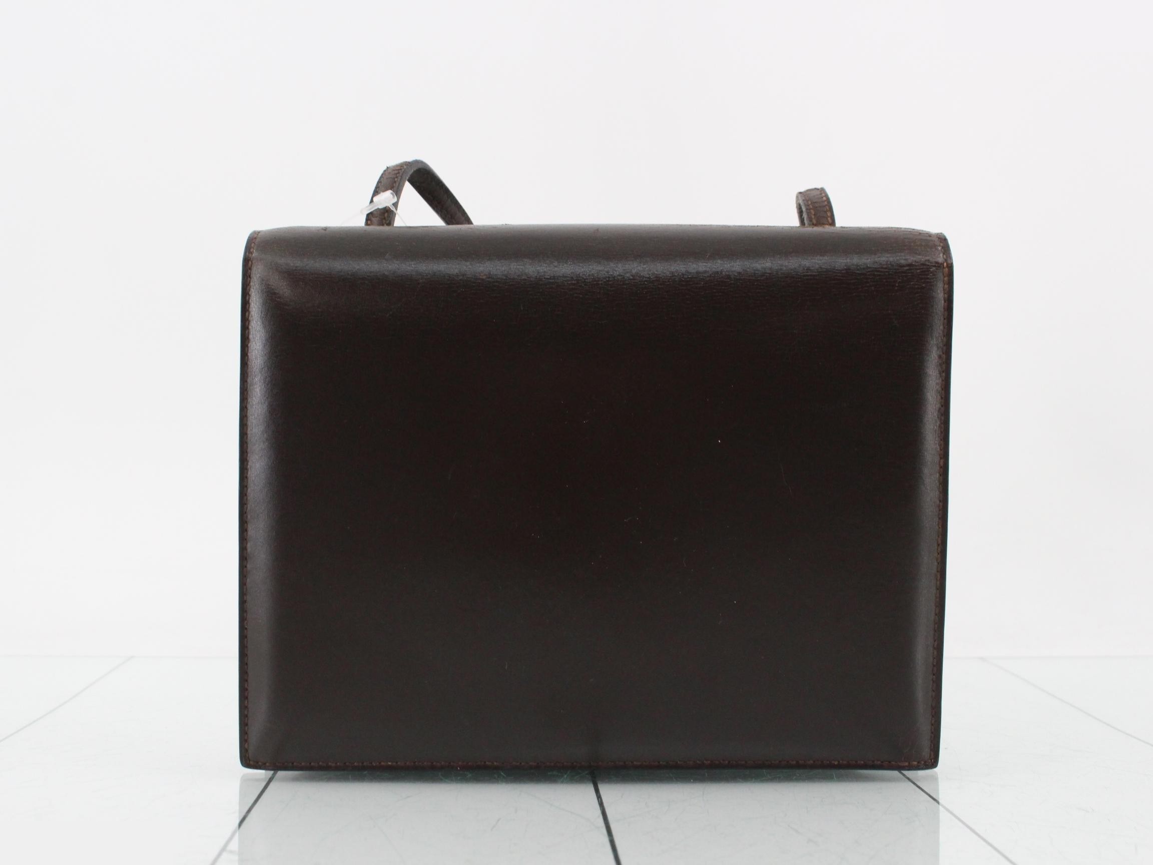 Vintage one-shoulder bag, box calf leather, dark brown. — view 2