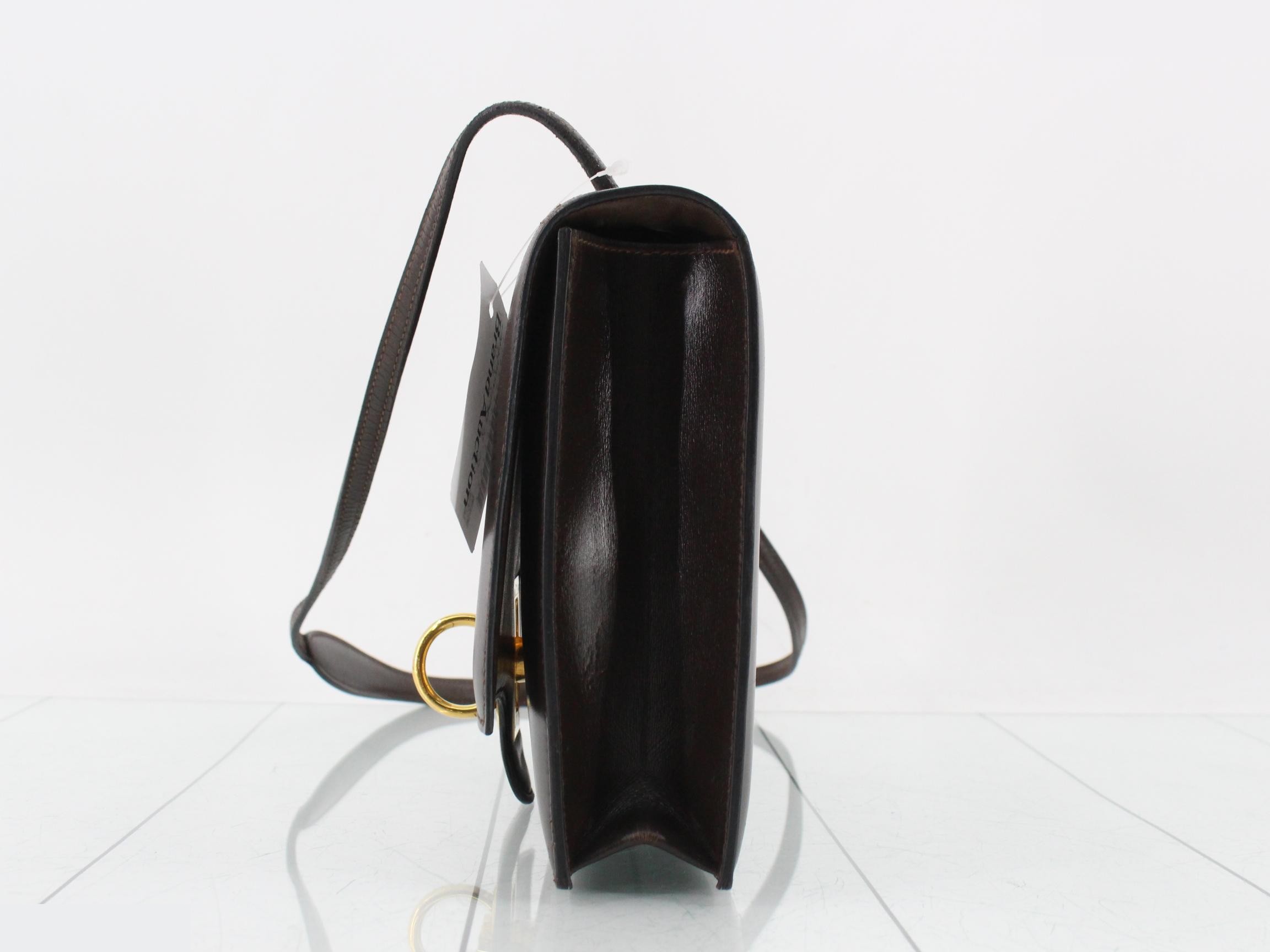 Vintage one-shoulder bag, box calf leather, dark brown. — view 3