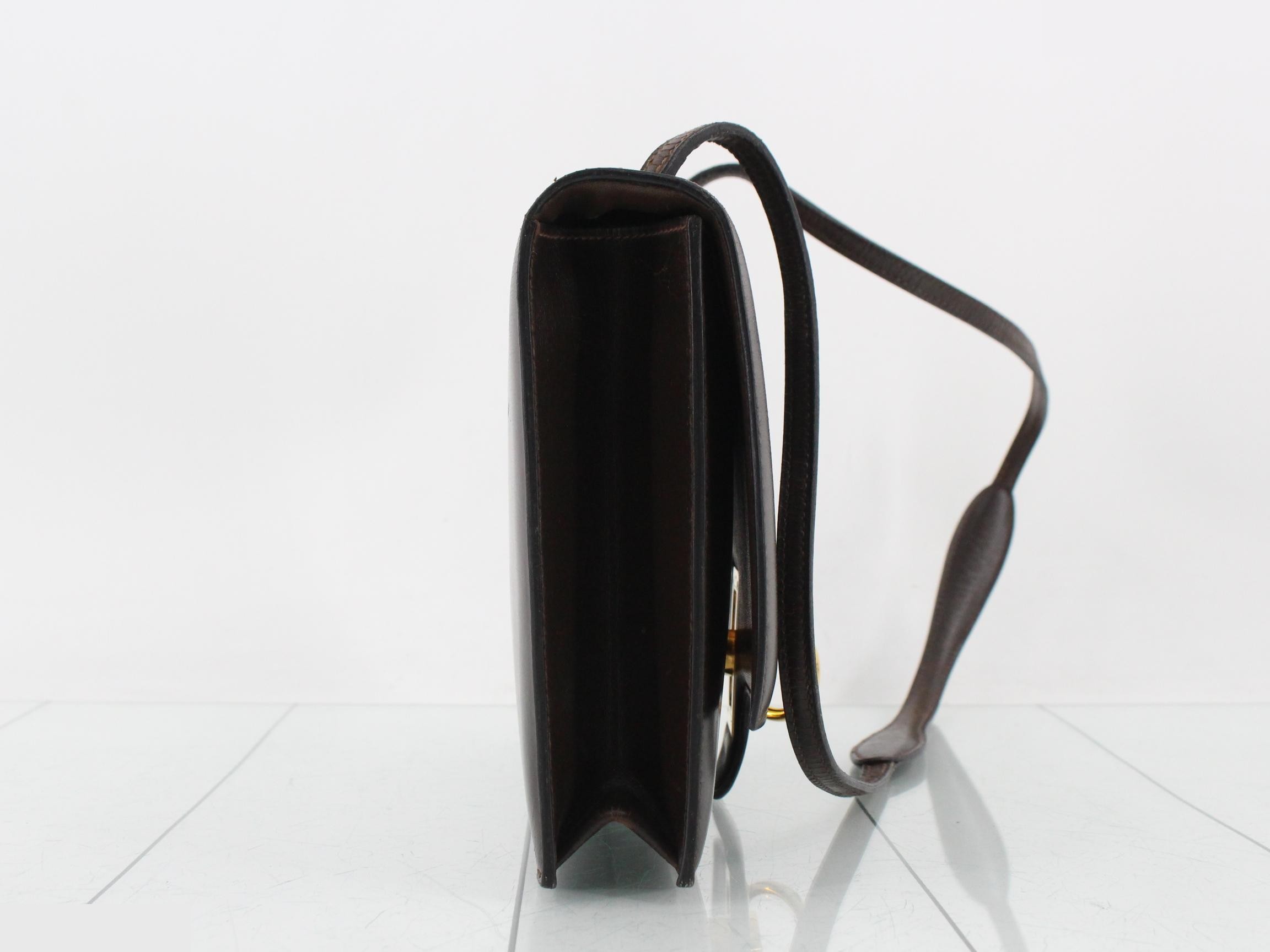 Vintage one-shoulder bag, box calf leather, dark brown. — view 4