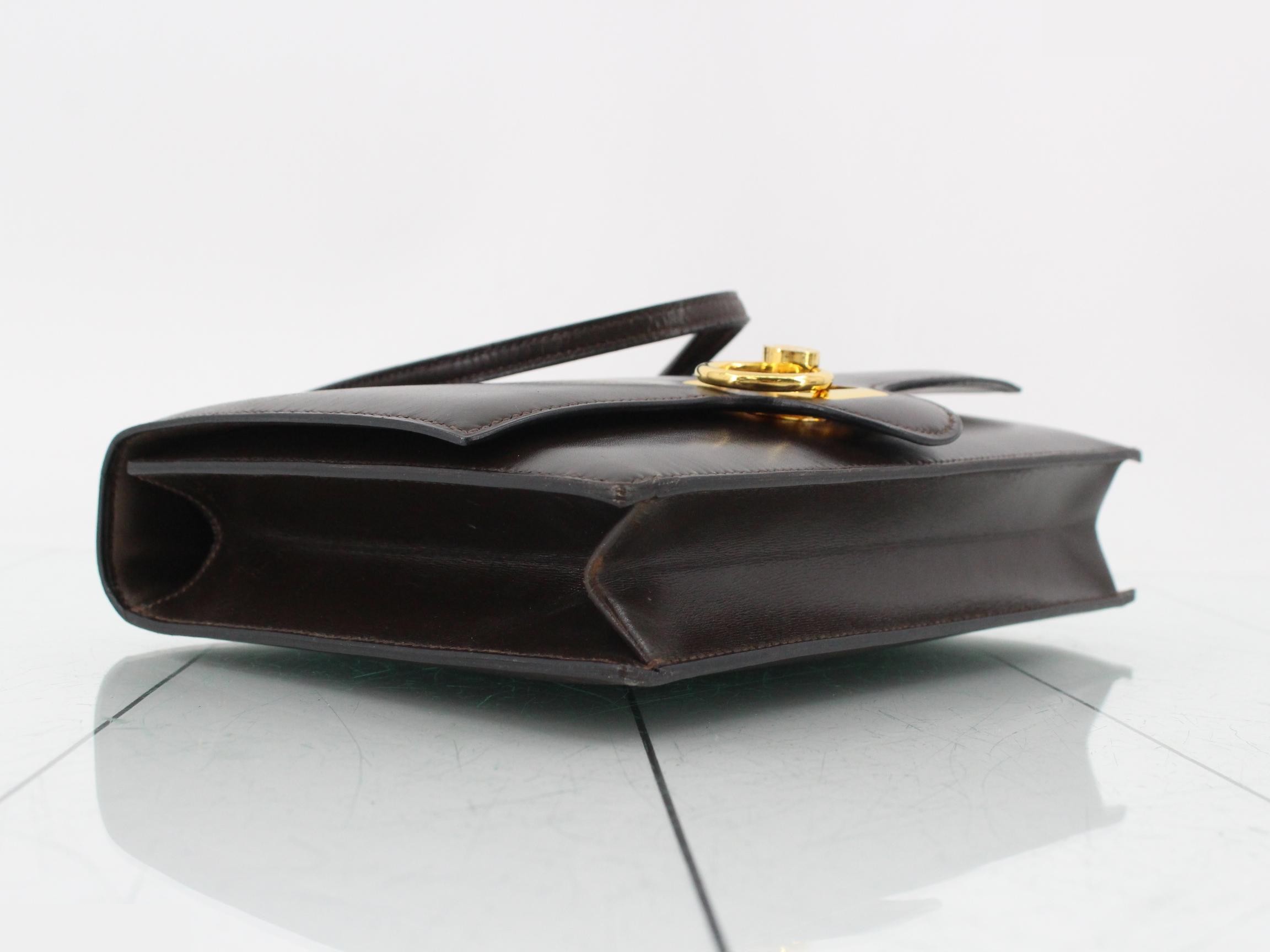 Vintage one-shoulder bag, box calf leather, dark brown. — view 5