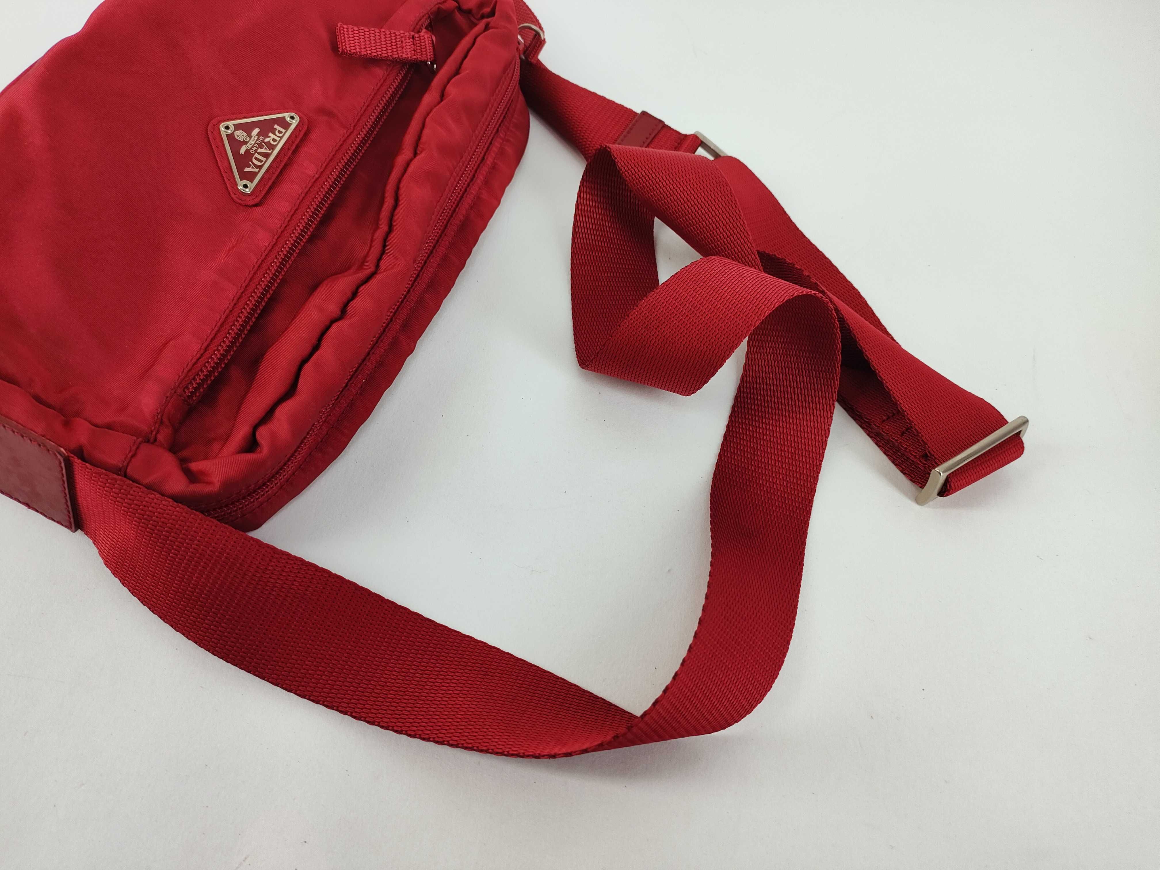 Nylon Shoulder Bag, Red — view 3