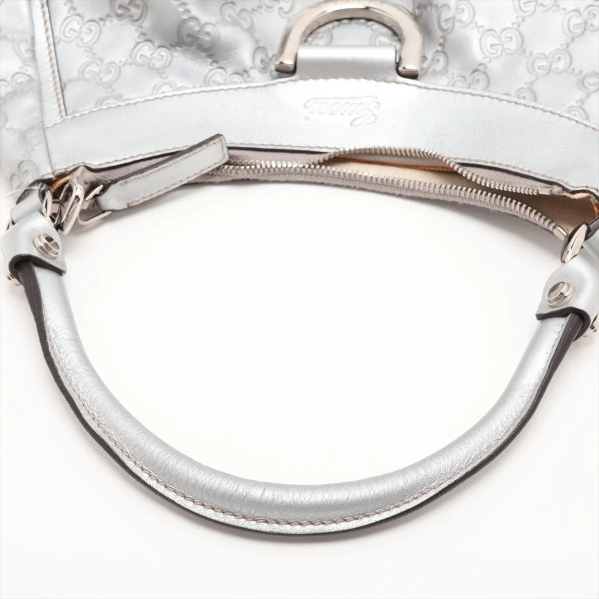 Guccissima 190525 Leather Tote Bag Silver — view 5