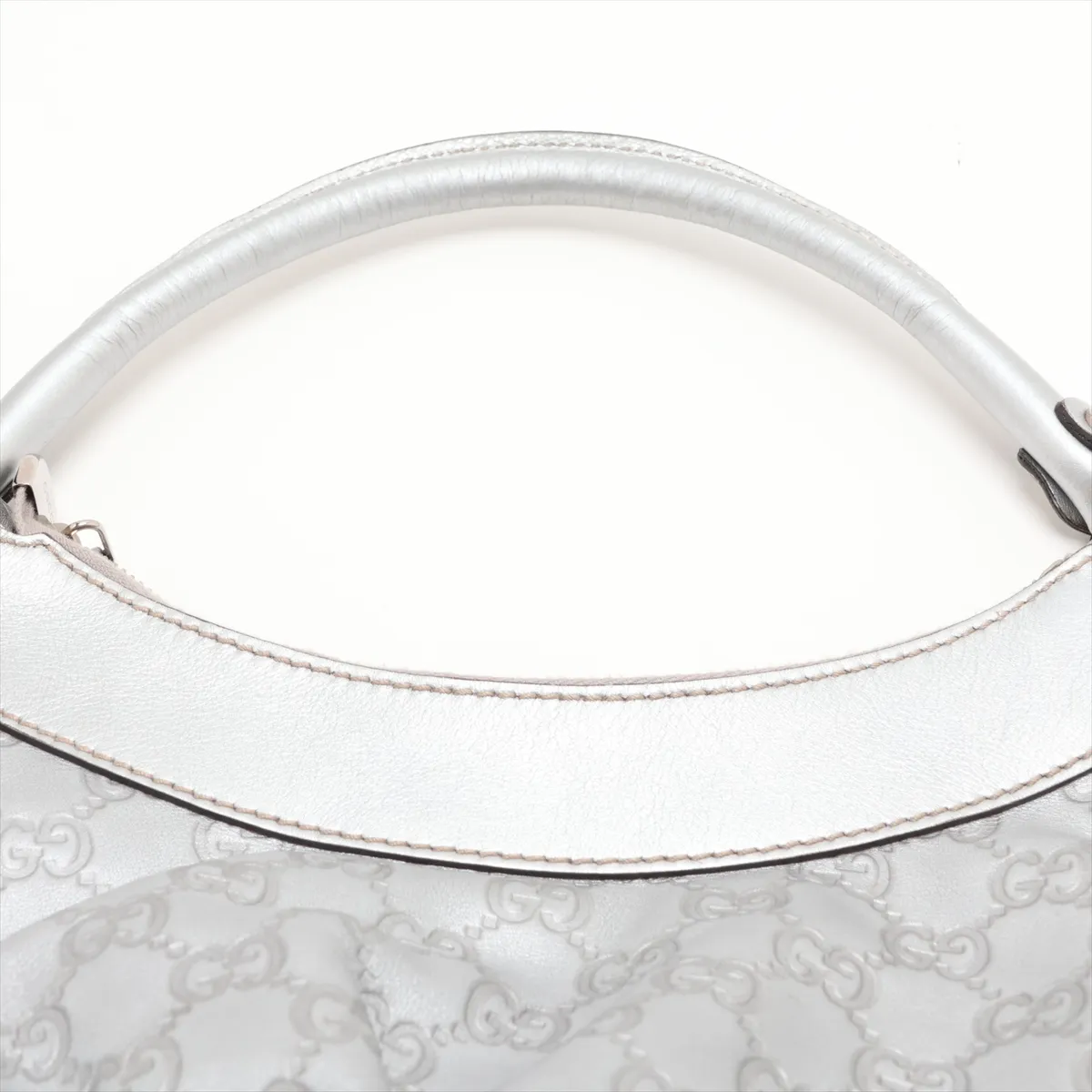 Guccissima 190525 Leather Tote Bag Silver — view 6