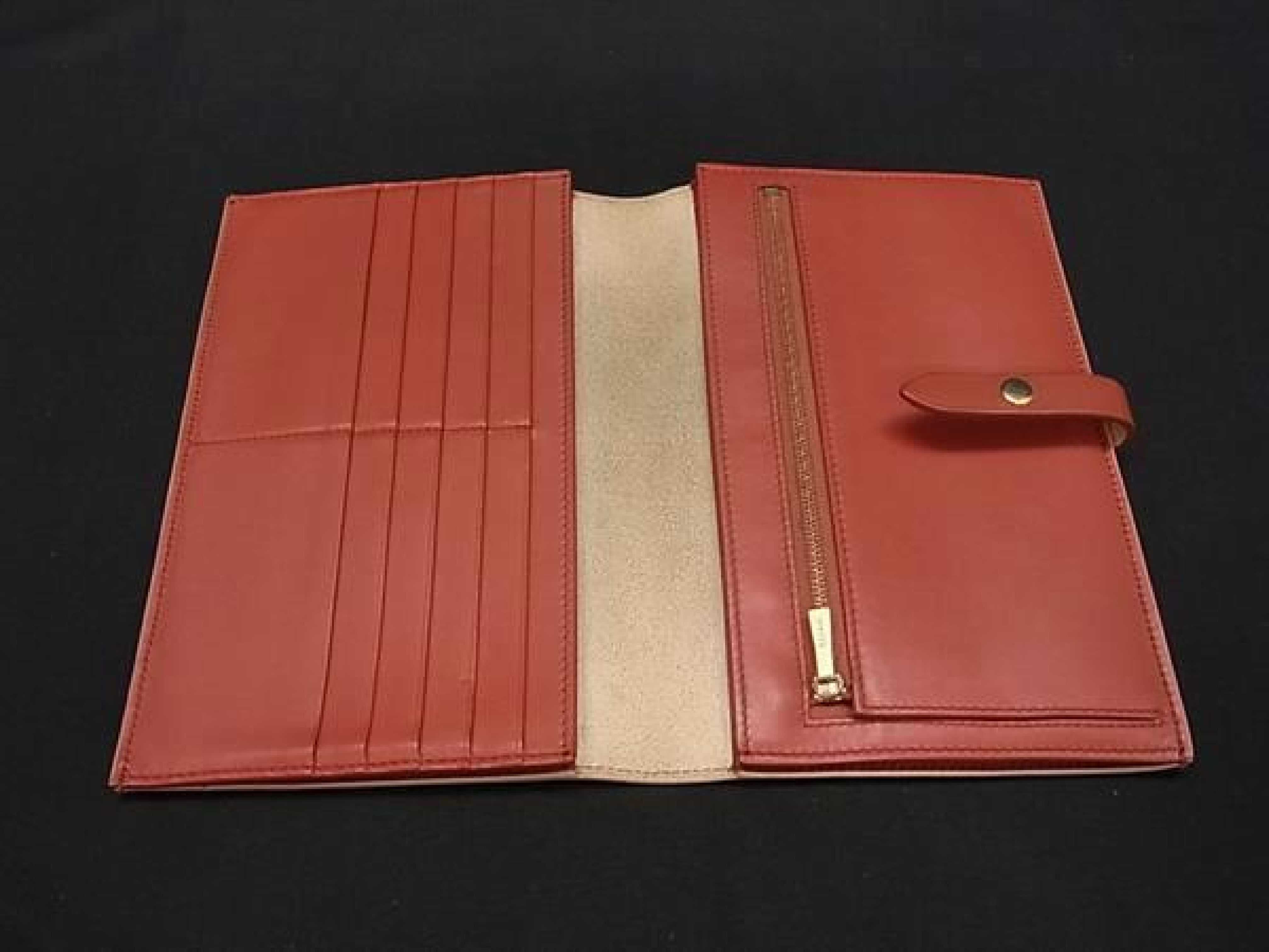 Celine Large Strap Wallet Leather Bifold Long Wallet Billfold Coin Purse Card Holder Beige Wallet — view 3