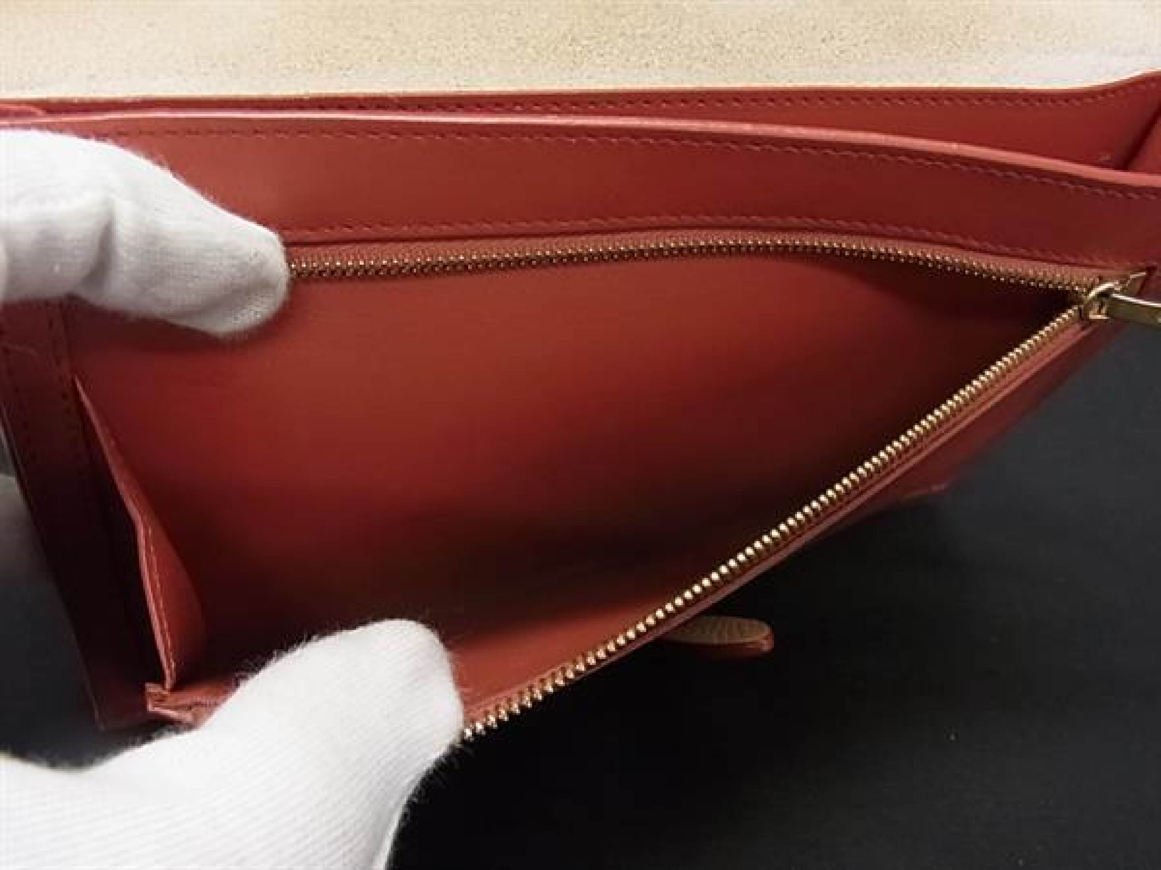 Celine Large Strap Wallet Leather Bifold Long Wallet Billfold Coin Purse Card Holder Beige Wallet — view 5