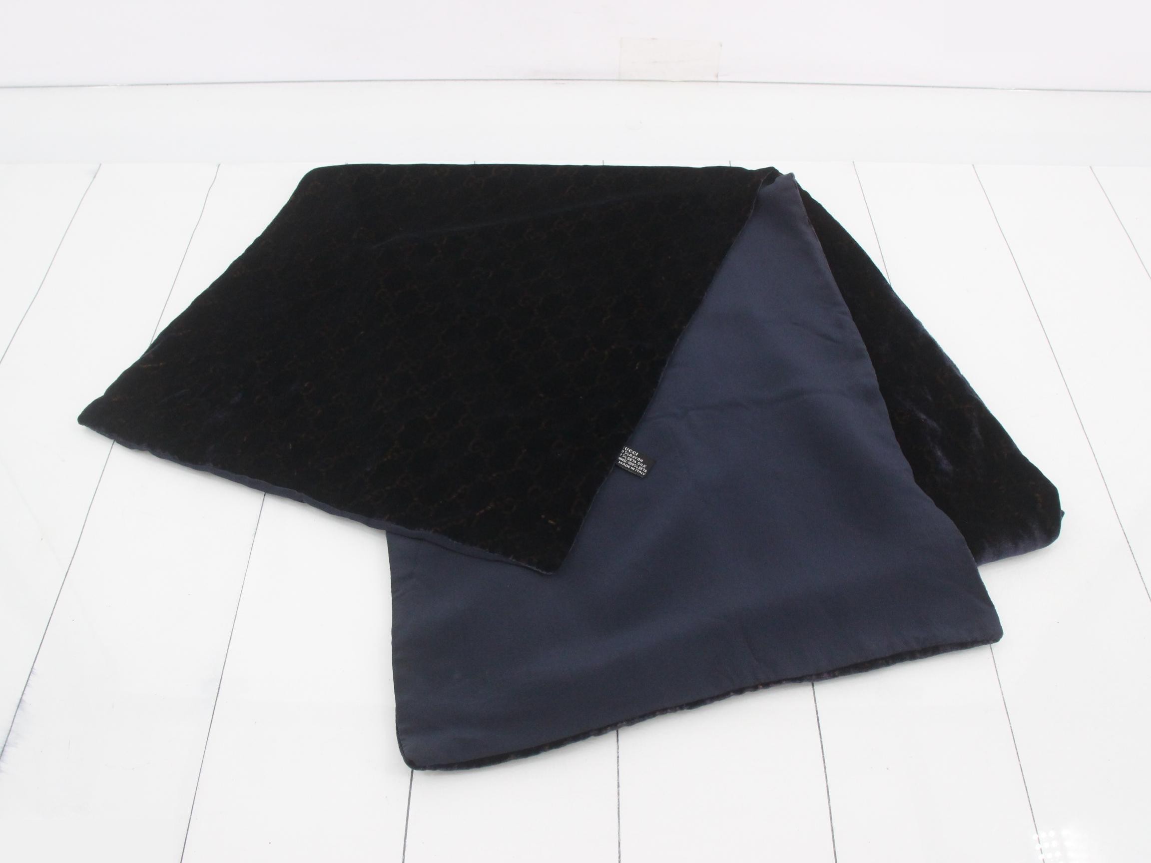 GG suede scarf with tags, navy. — view 2
