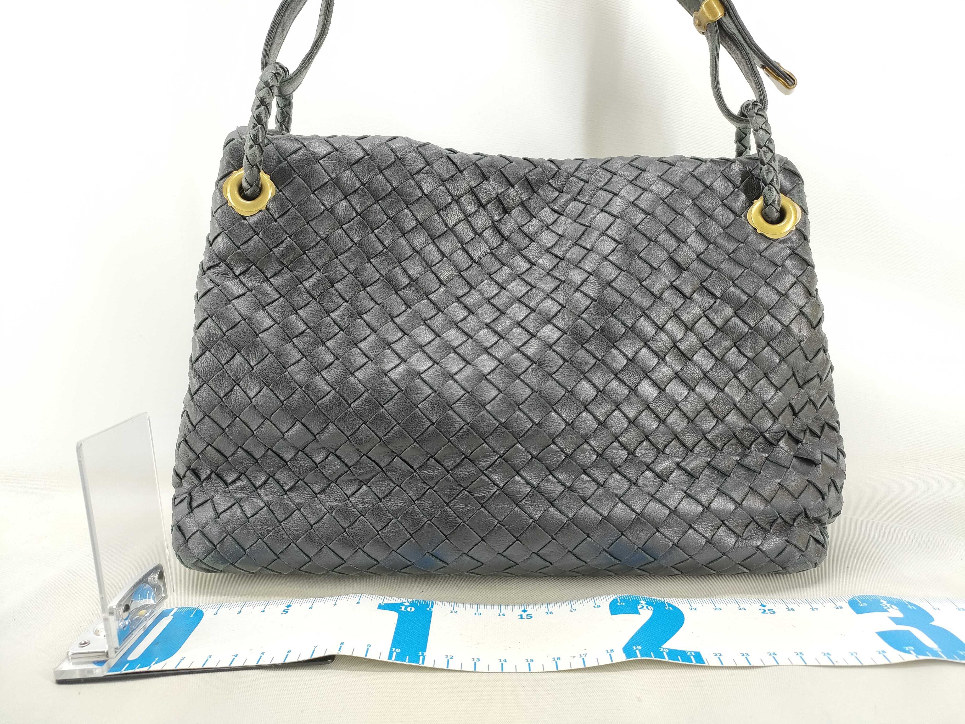 Intrecciato Bag - Bottega Veneta Intrecciato Leather Bag, Black with Gold Hardware, Shoulder Bag — view 2