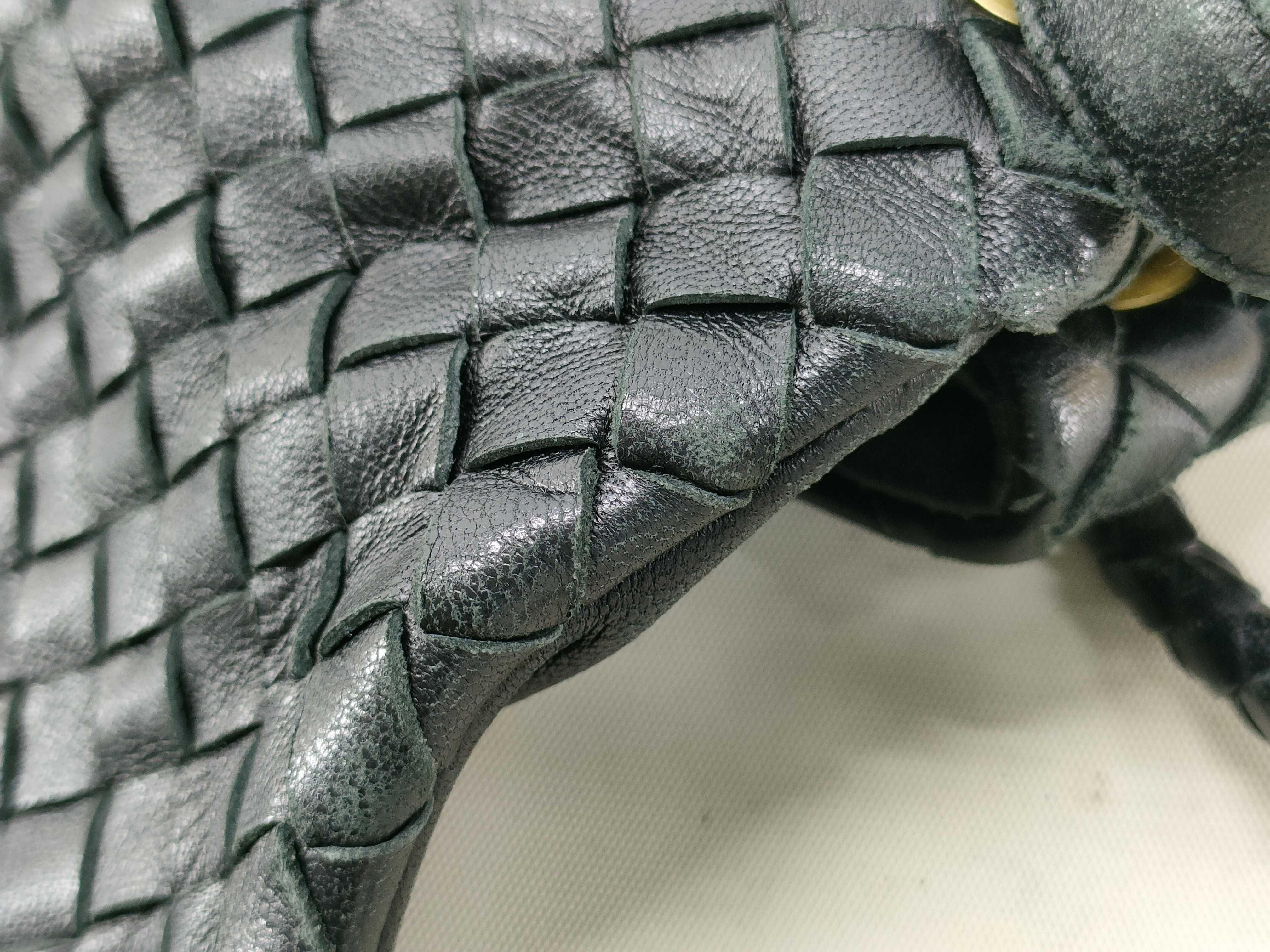 Intrecciato Bag - Bottega Veneta Intrecciato Leather Bag, Black with Gold Hardware, Shoulder Bag — view 15