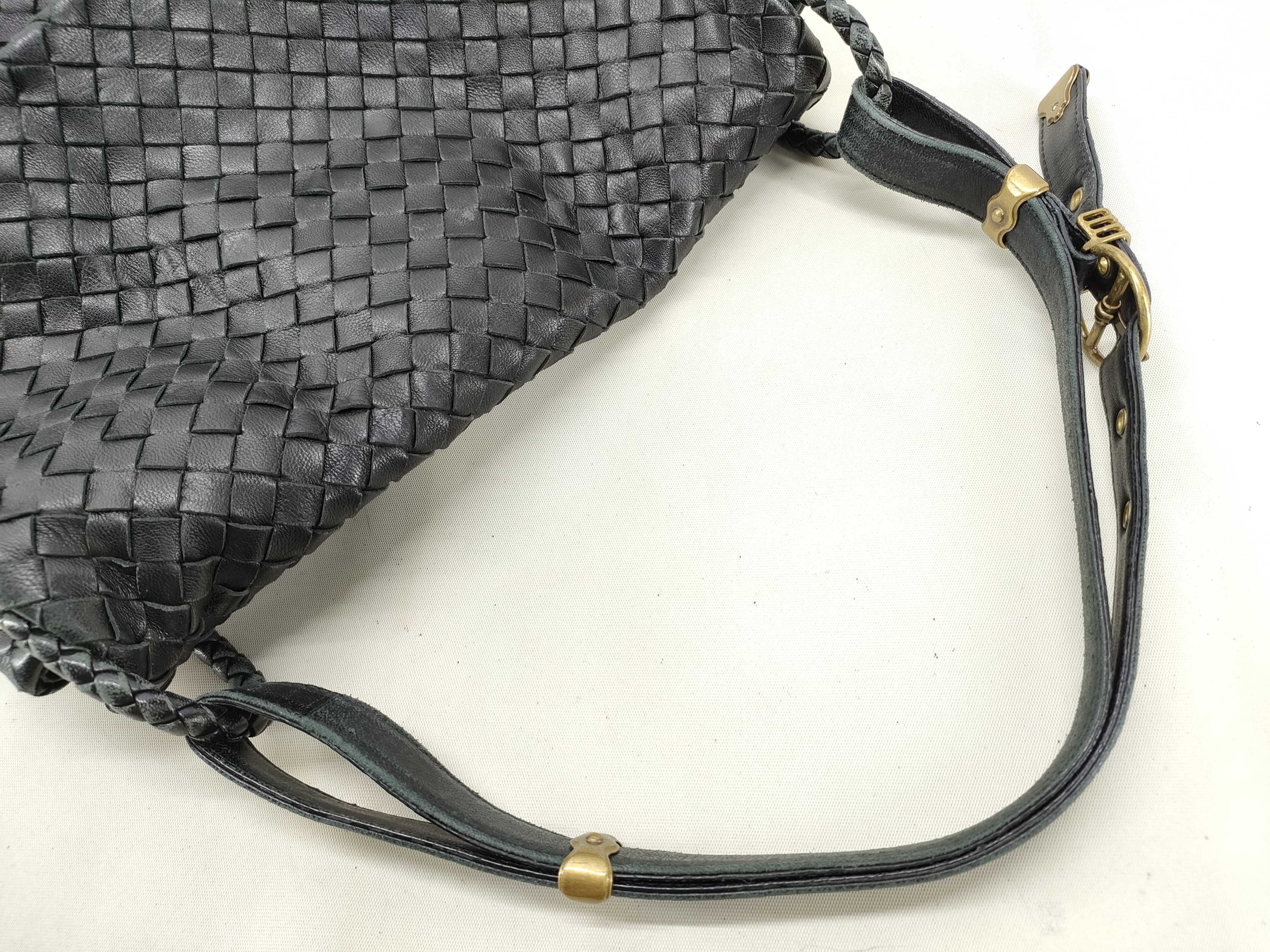 Intrecciato Bag - Bottega Veneta Intrecciato Leather Bag, Black with Gold Hardware, Shoulder Bag — view 5