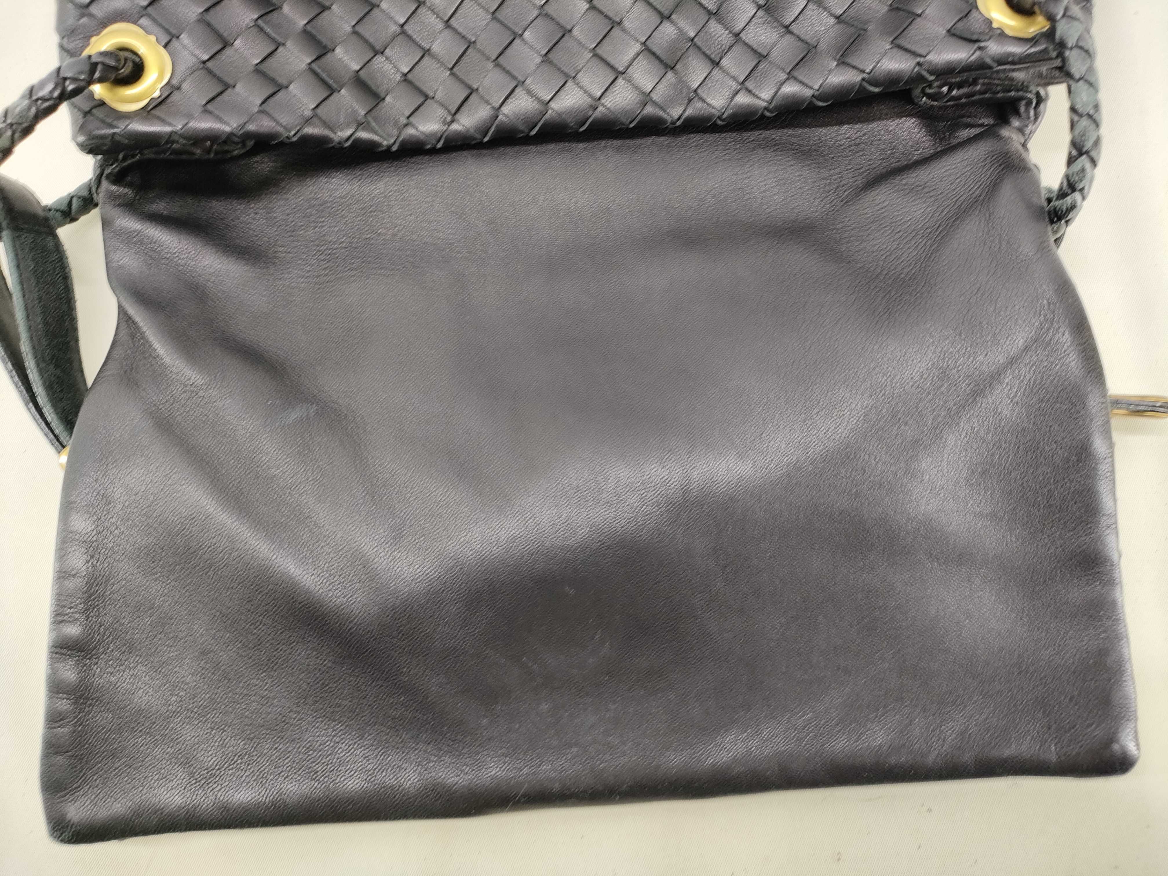 Intrecciato Bag - Bottega Veneta Intrecciato Leather Bag, Black with Gold Hardware, Shoulder Bag — view 8