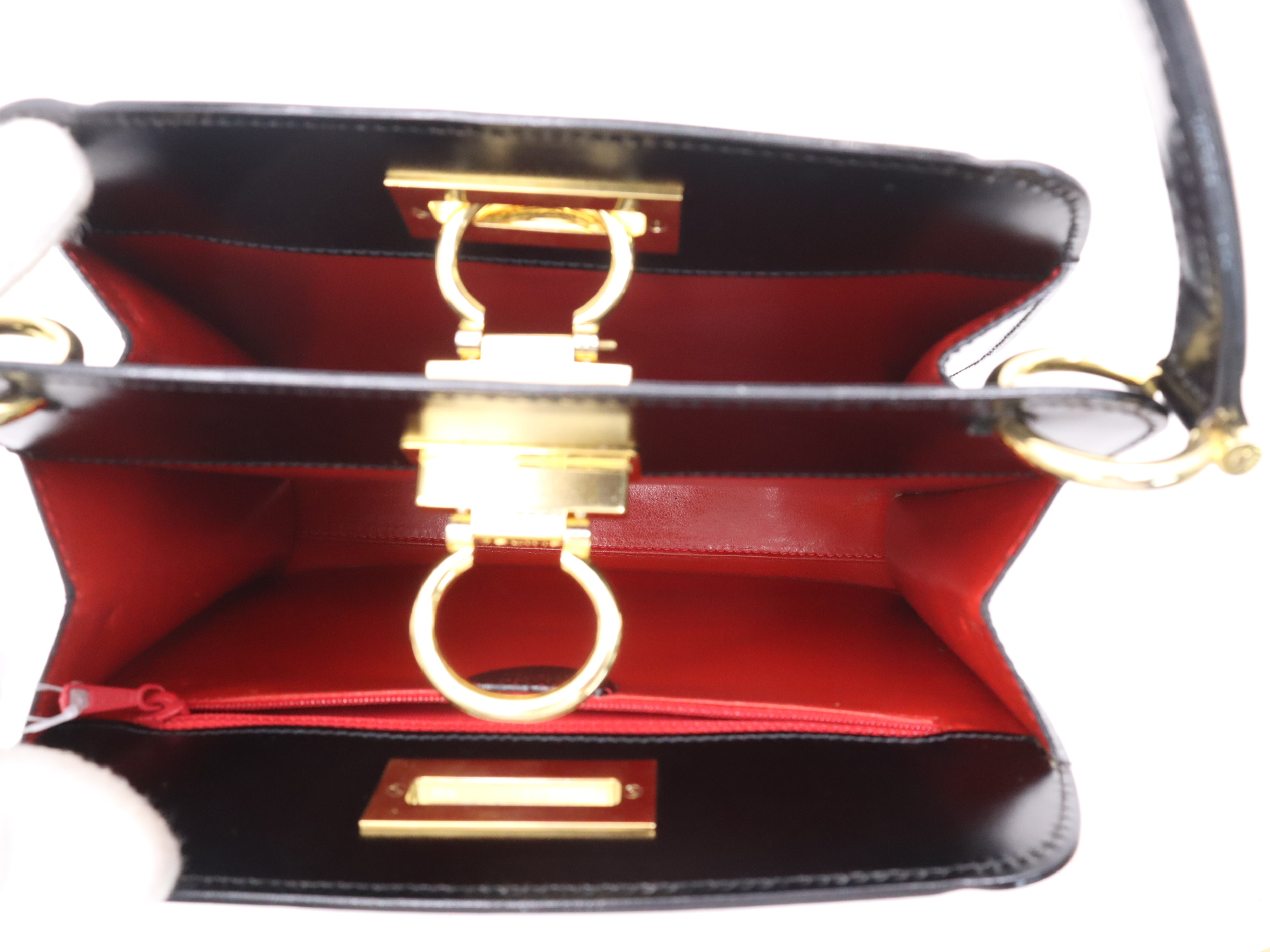 Silk x Leather 2-Way Handbag with Scarf Print, Red & Black, with Shoulder Strap — view 11