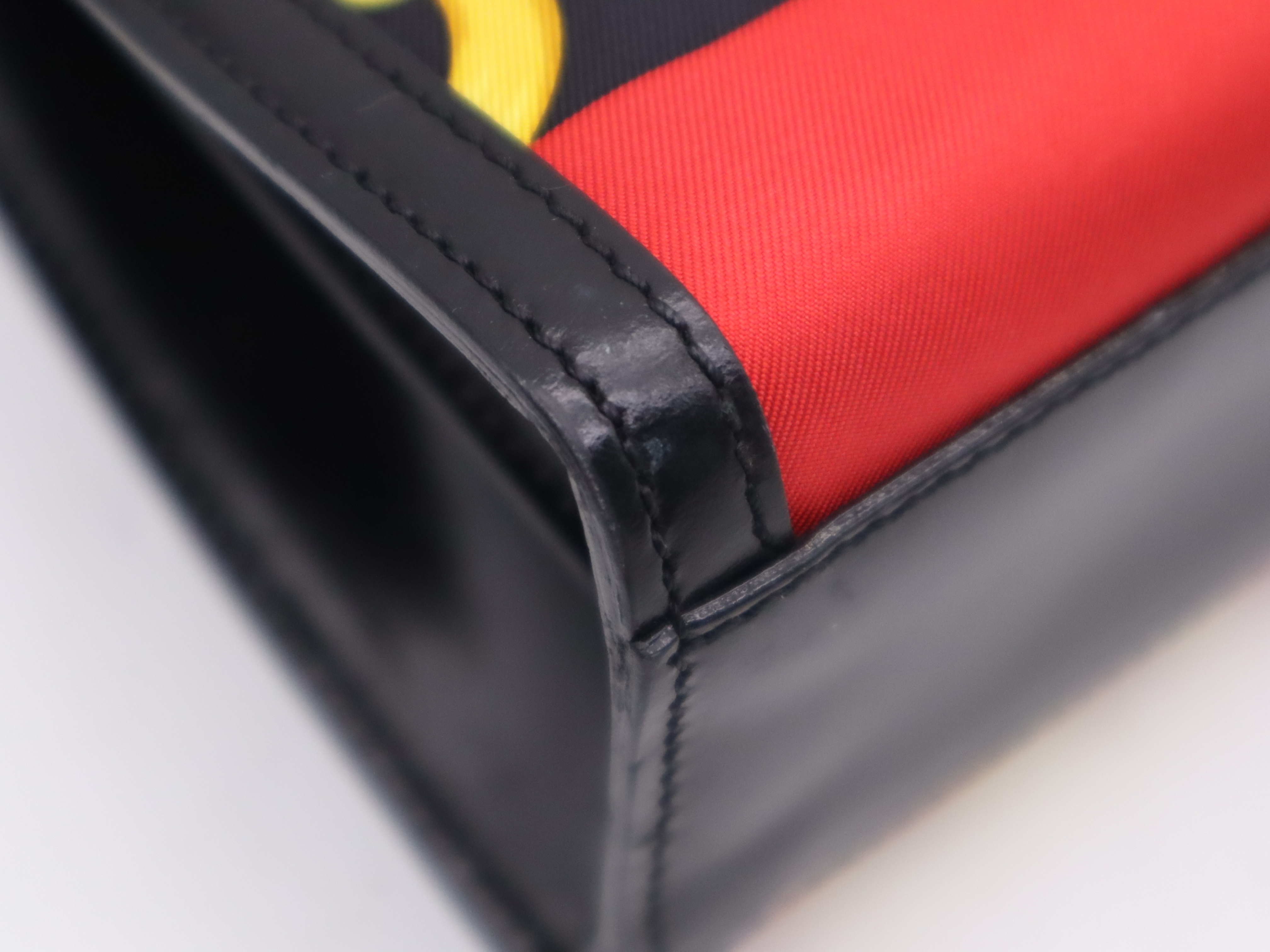 Silk x Leather 2-Way Handbag with Scarf Print, Red & Black, with Shoulder Strap — view 10