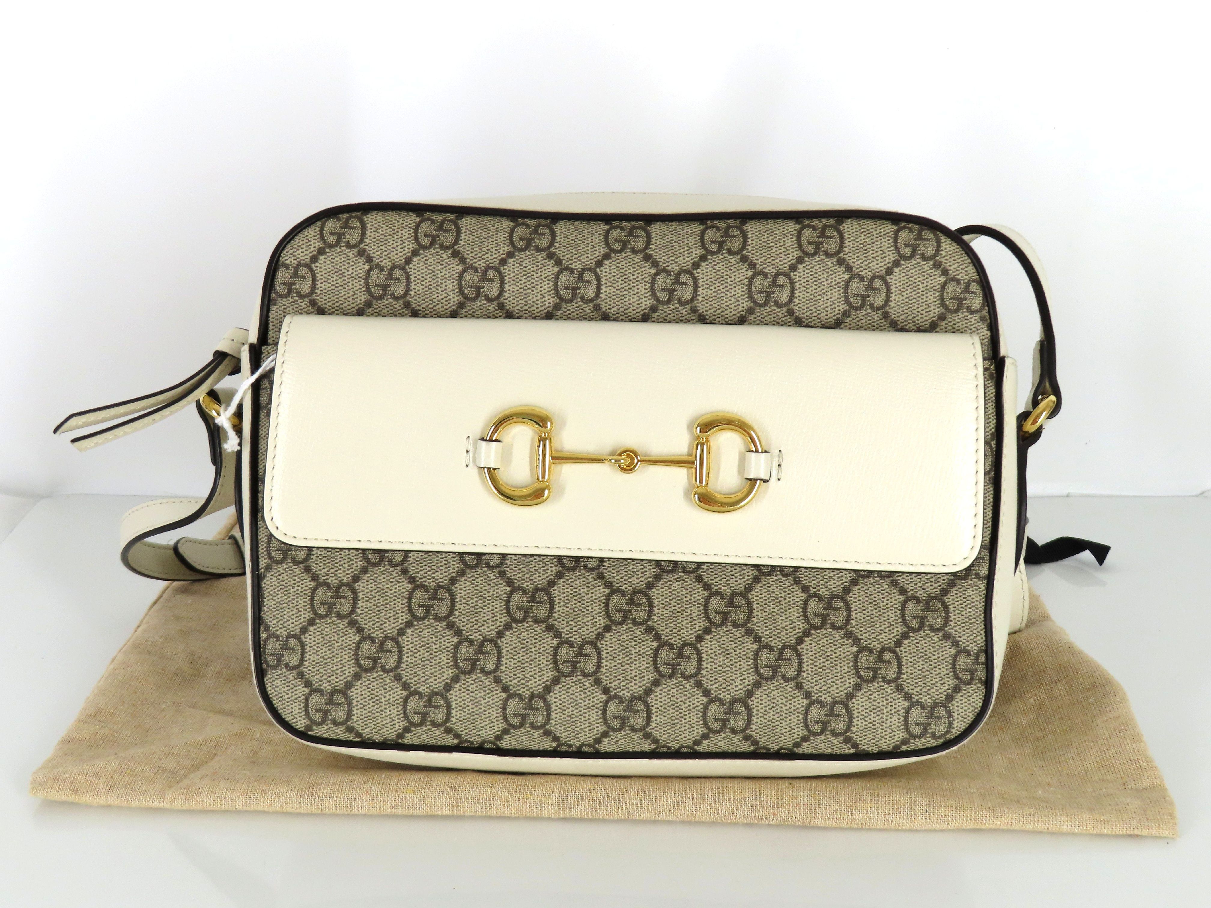 DU- GG Supreme Horsebit PVC Shoulder Bag Beige x Brown 645454 Shoulder Bag