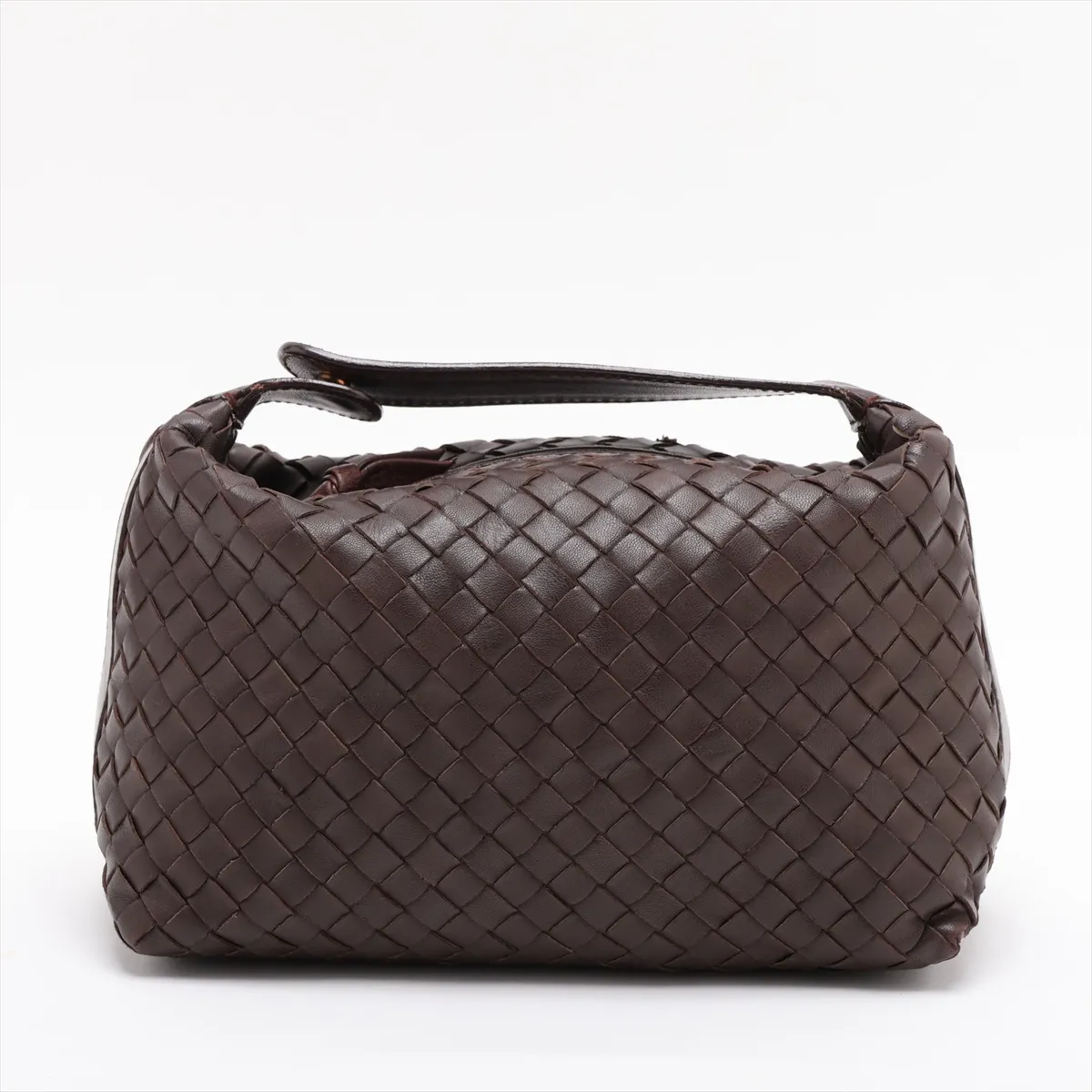 Intrecciato Leather Handbag, Brown
