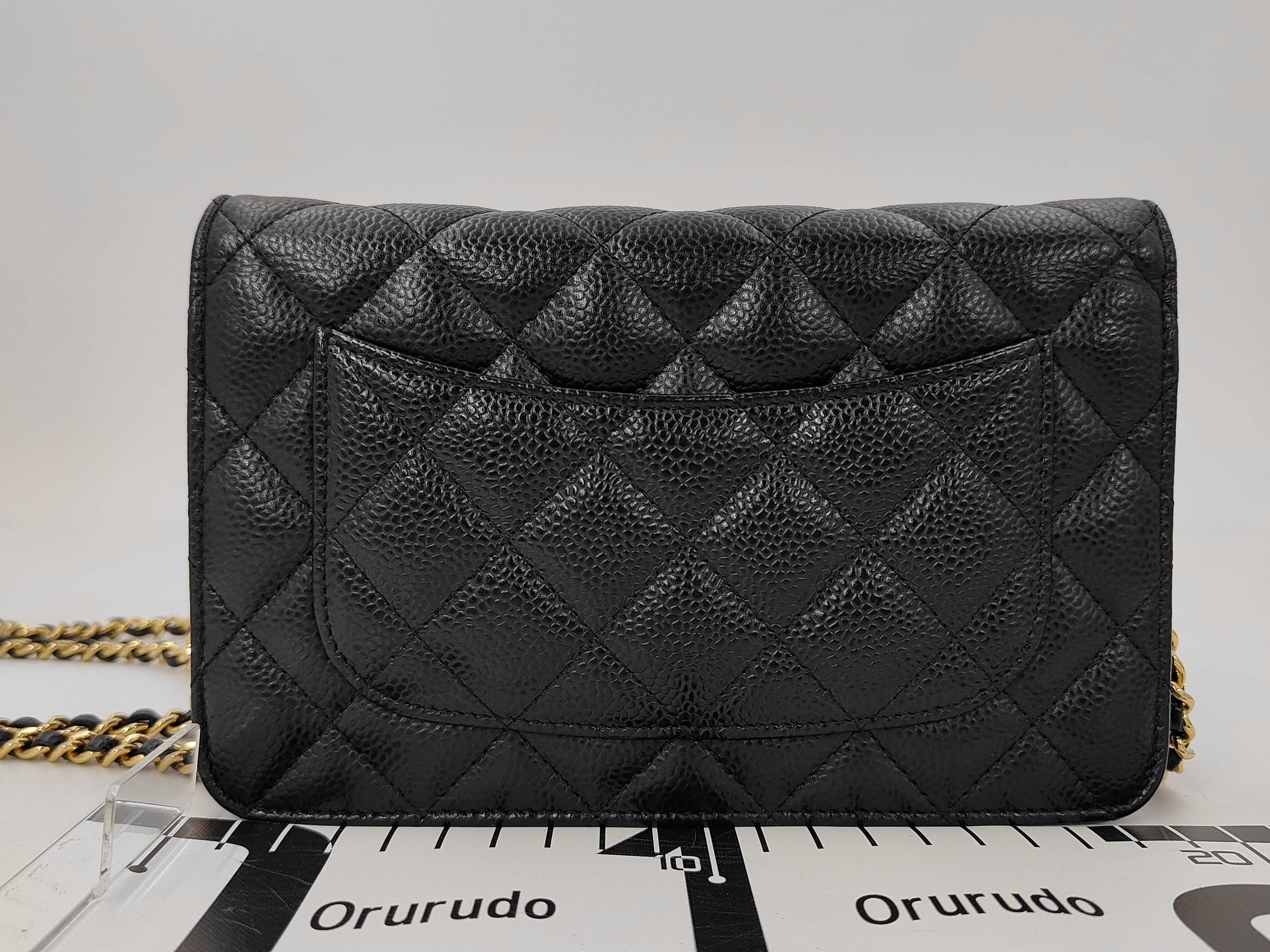 WOC Black Calfskin Medium Shoulder Bag with Gold Hardware, Embossed, No. 25 — view 2
