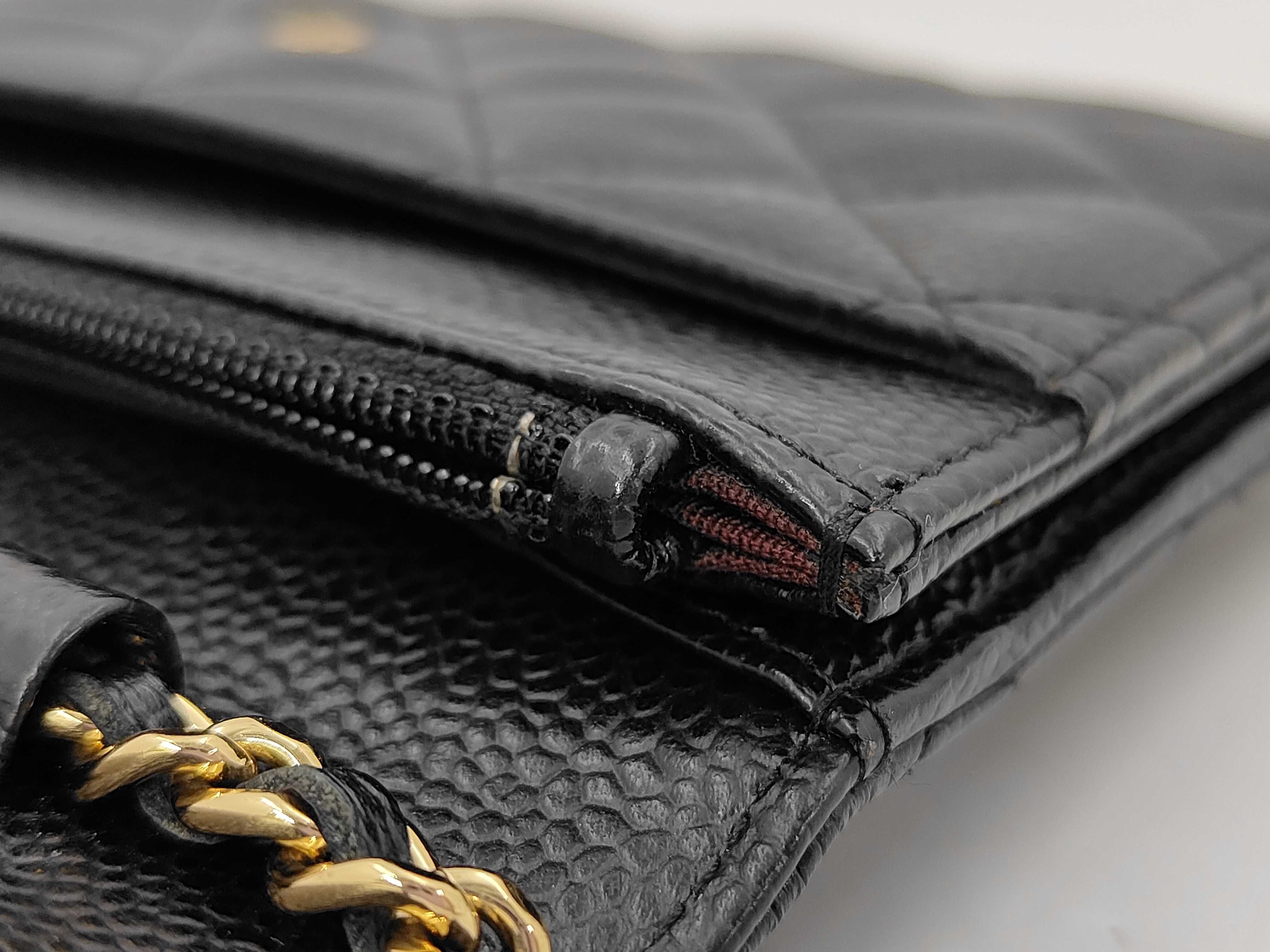 WOC Black Calfskin Medium Shoulder Bag with Gold Hardware, Embossed, No. 25 — view 13