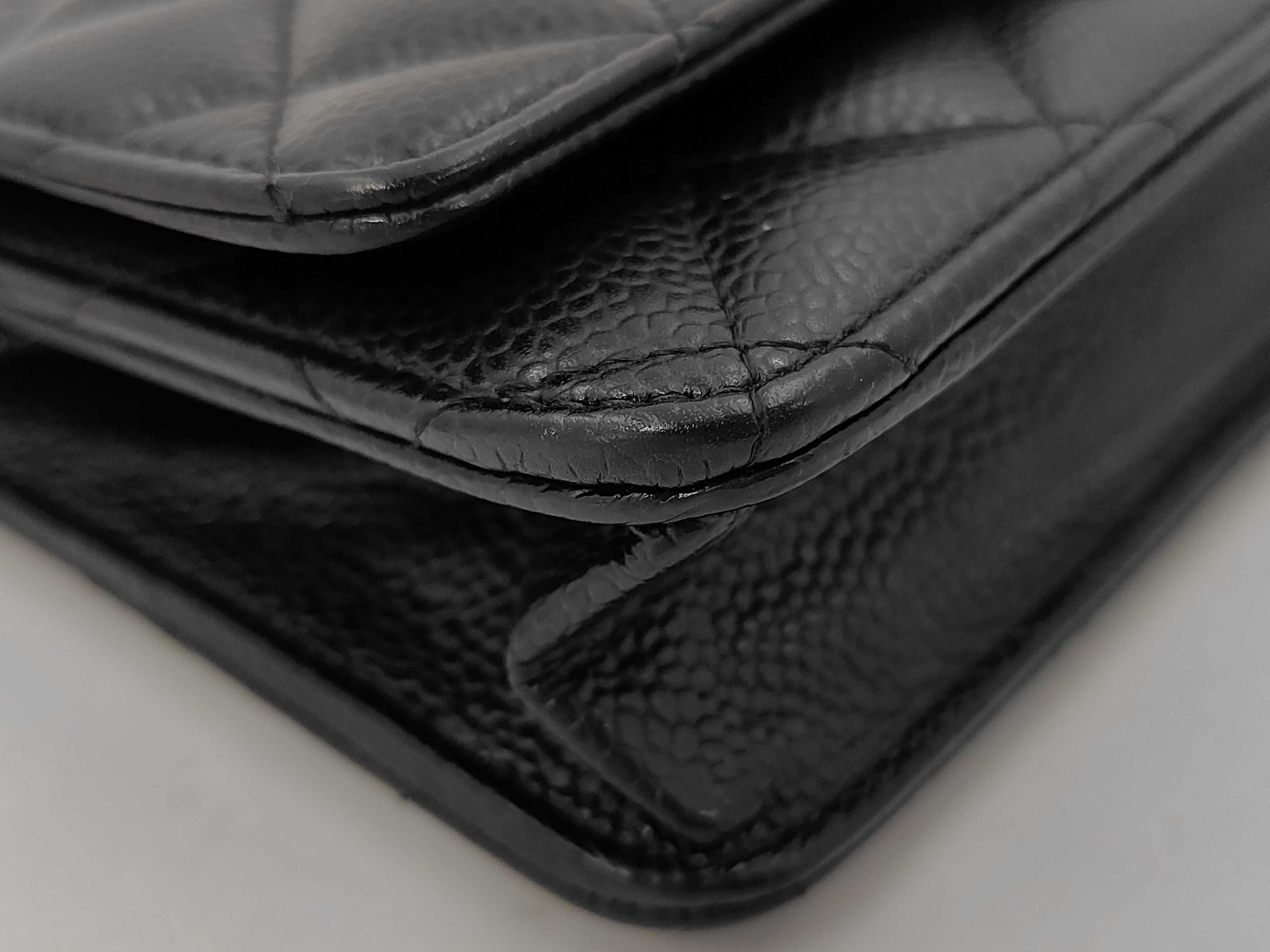 WOC Black Calfskin Medium Shoulder Bag with Gold Hardware, Embossed, No. 25 — view 3