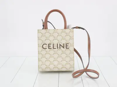 Triomphe 2-way bag, Mini Vertical Cover, PVC, White