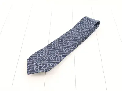 Necktie, geometric pattern, all-over print, blue tones, silk, 9.5cm blade width