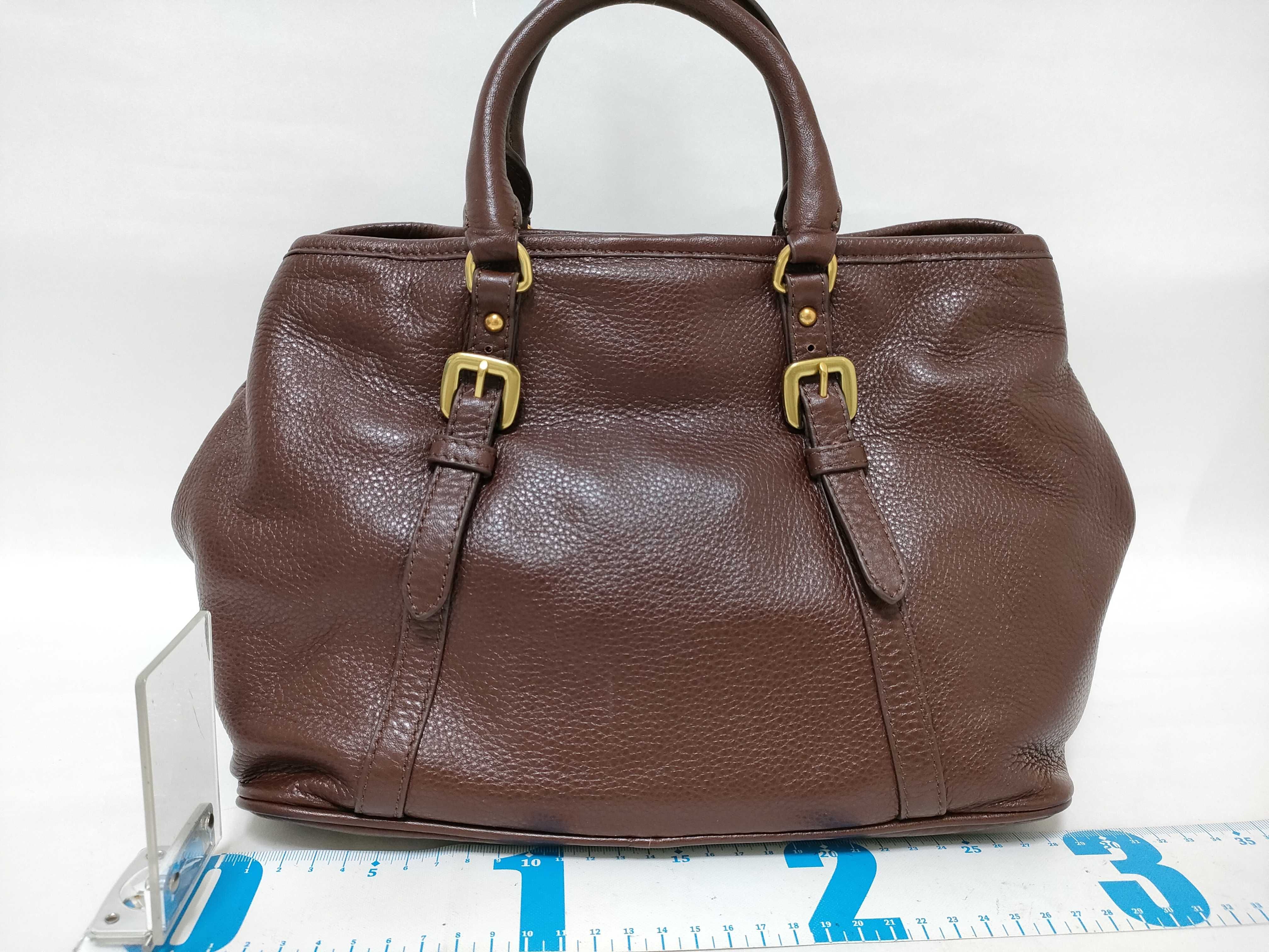 Unused, Stored Item: VITELLO DAINO 2-way Leather Handbag, Brown. — view 2