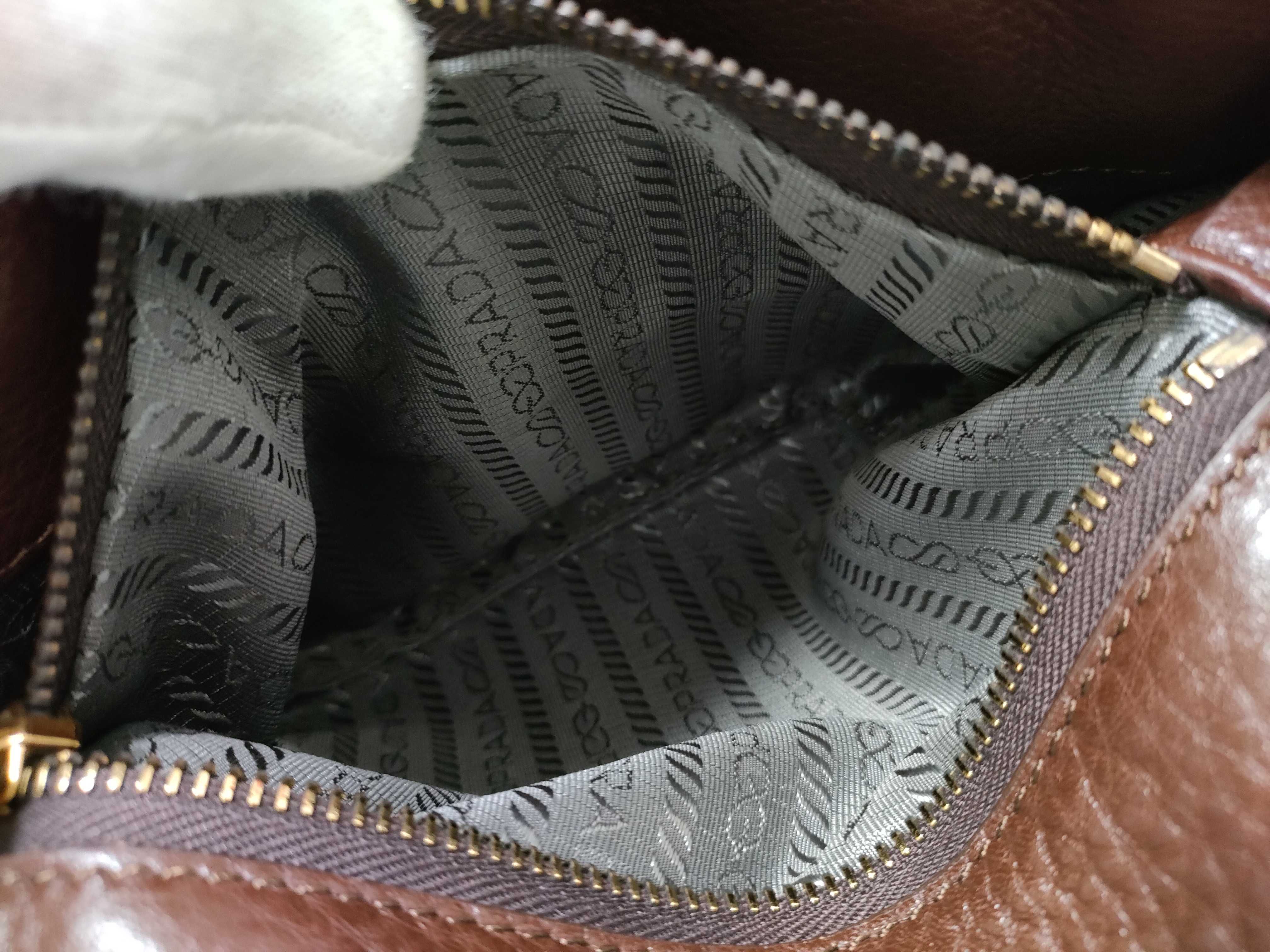 Unused, Stored Item: VITELLO DAINO 2-way Leather Handbag, Brown. — view 11