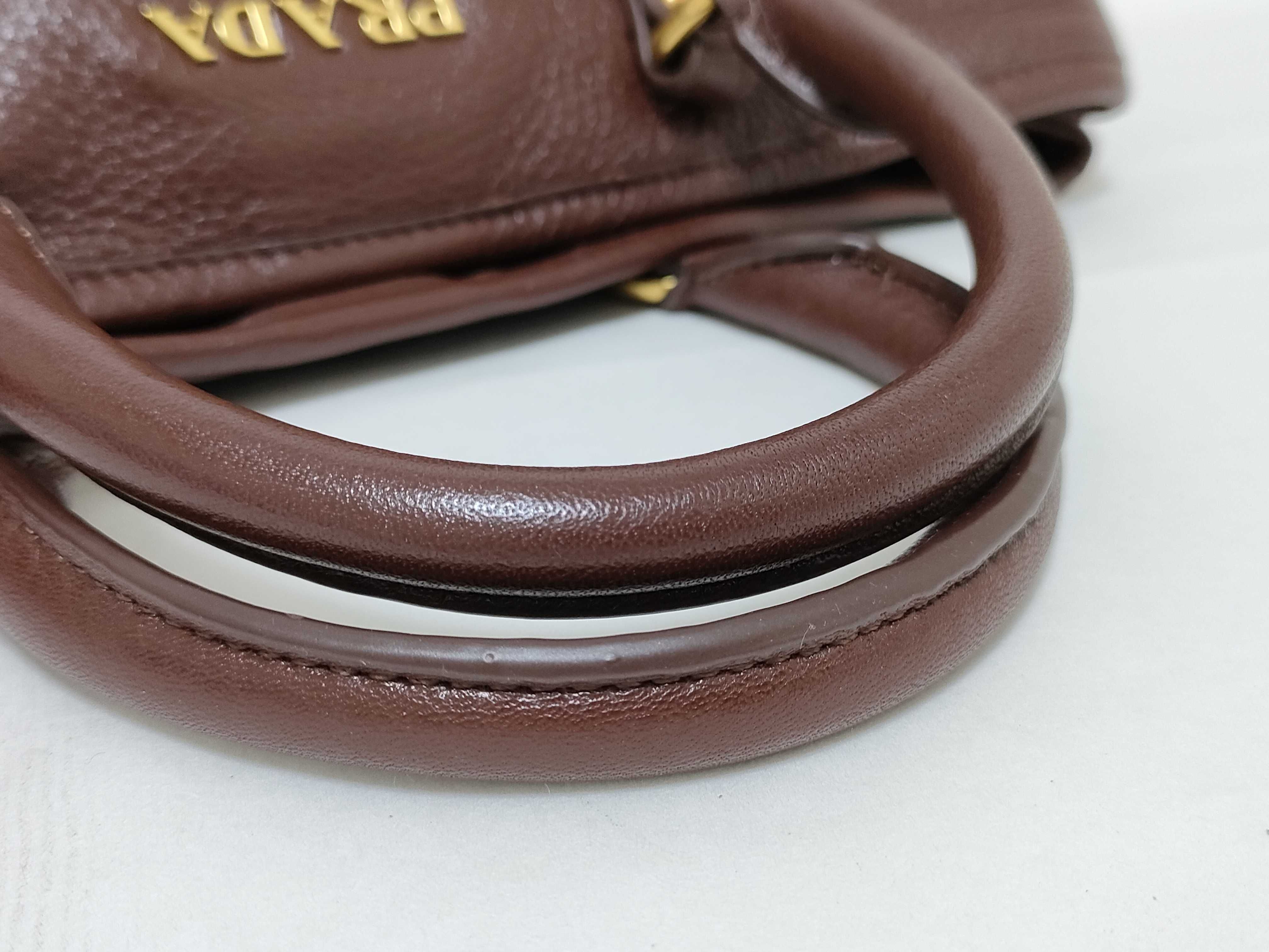 Unused, Stored Item: VITELLO DAINO 2-way Leather Handbag, Brown. — view 4