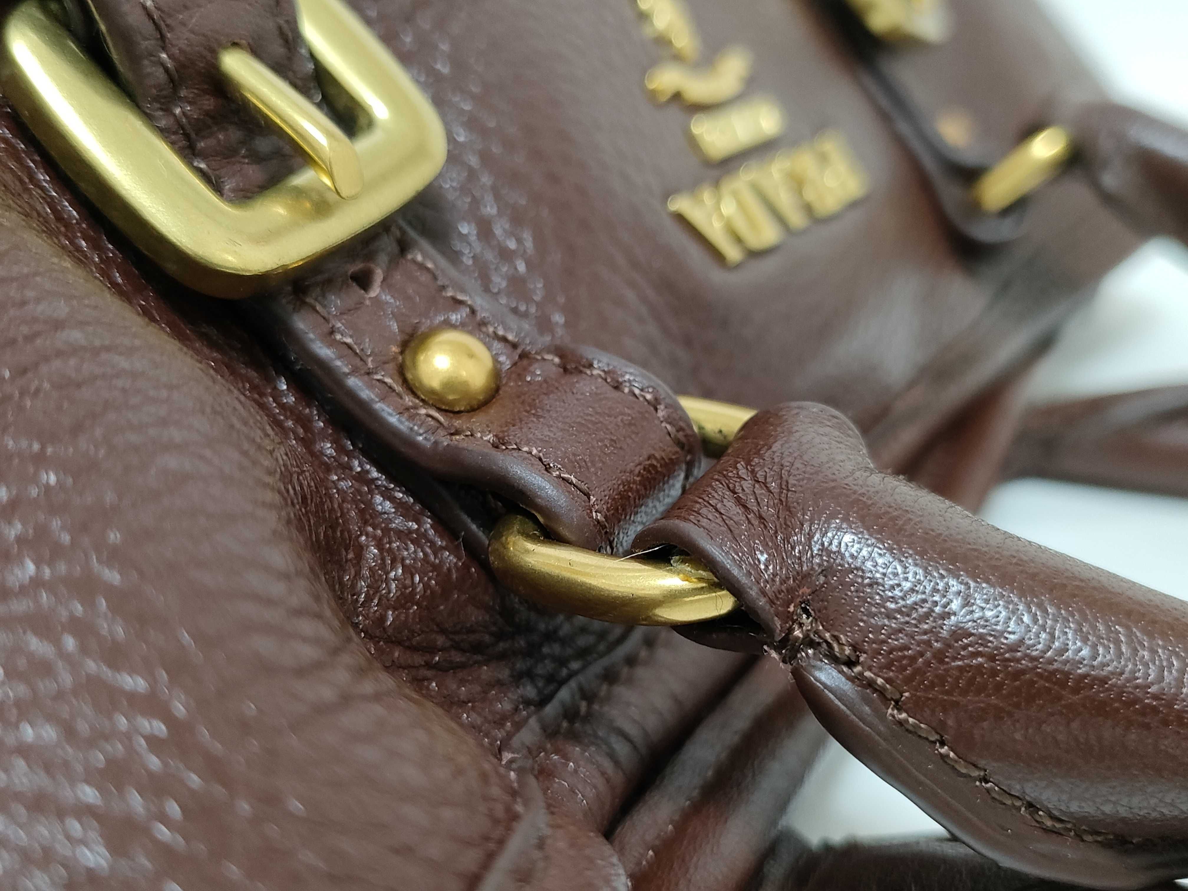 Unused, Stored Item: VITELLO DAINO 2-way Leather Handbag, Brown. — view 5