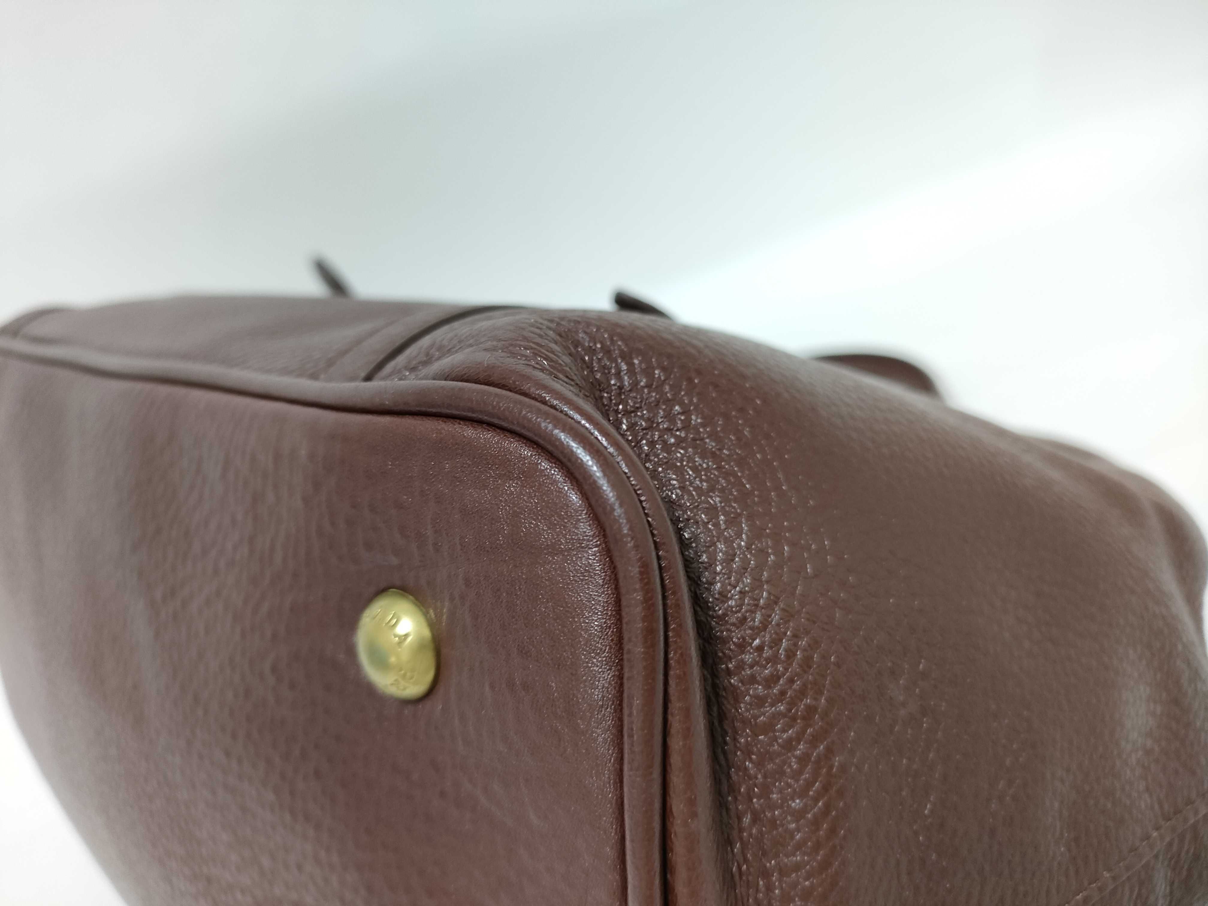 Unused, Stored Item: VITELLO DAINO 2-way Leather Handbag, Brown. — view 6