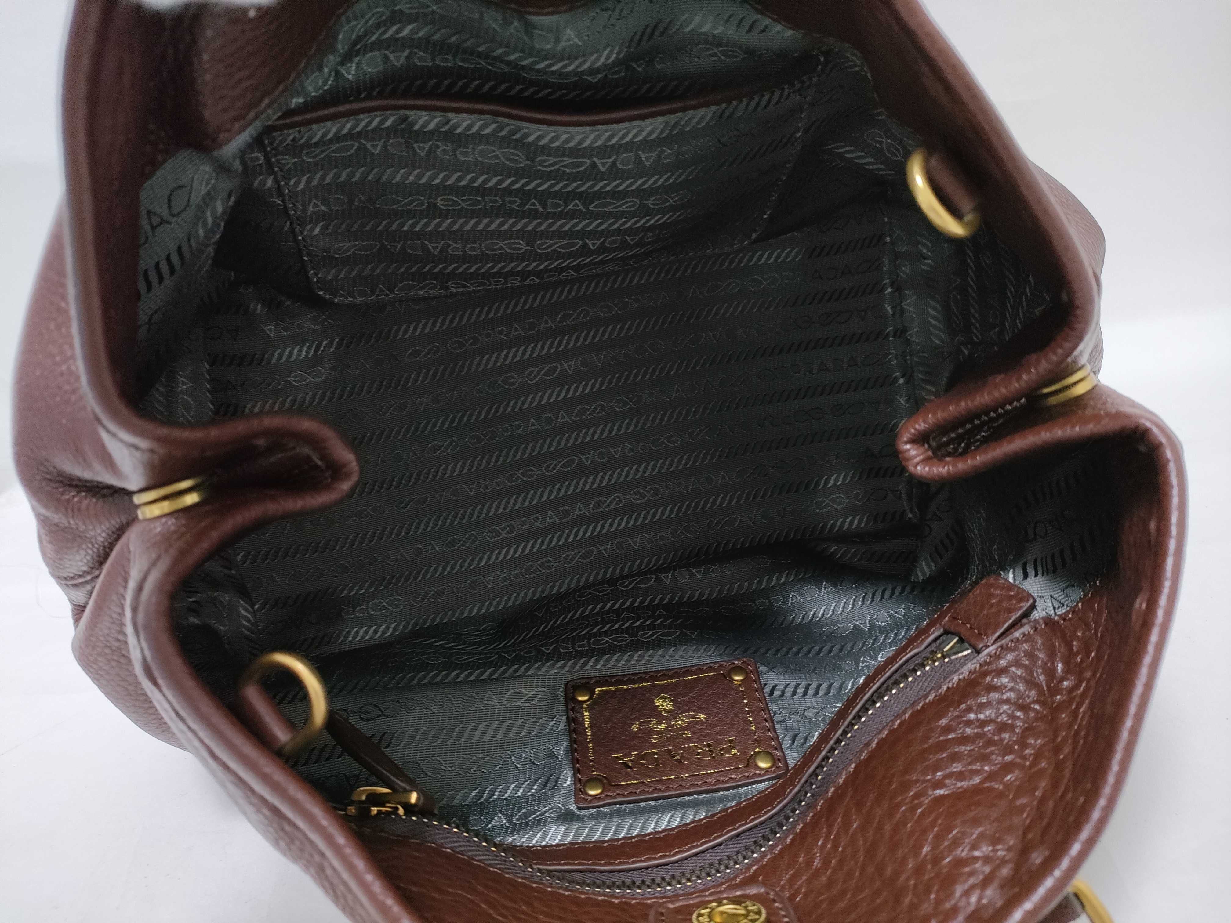 Unused, Stored Item: VITELLO DAINO 2-way Leather Handbag, Brown. — view 9