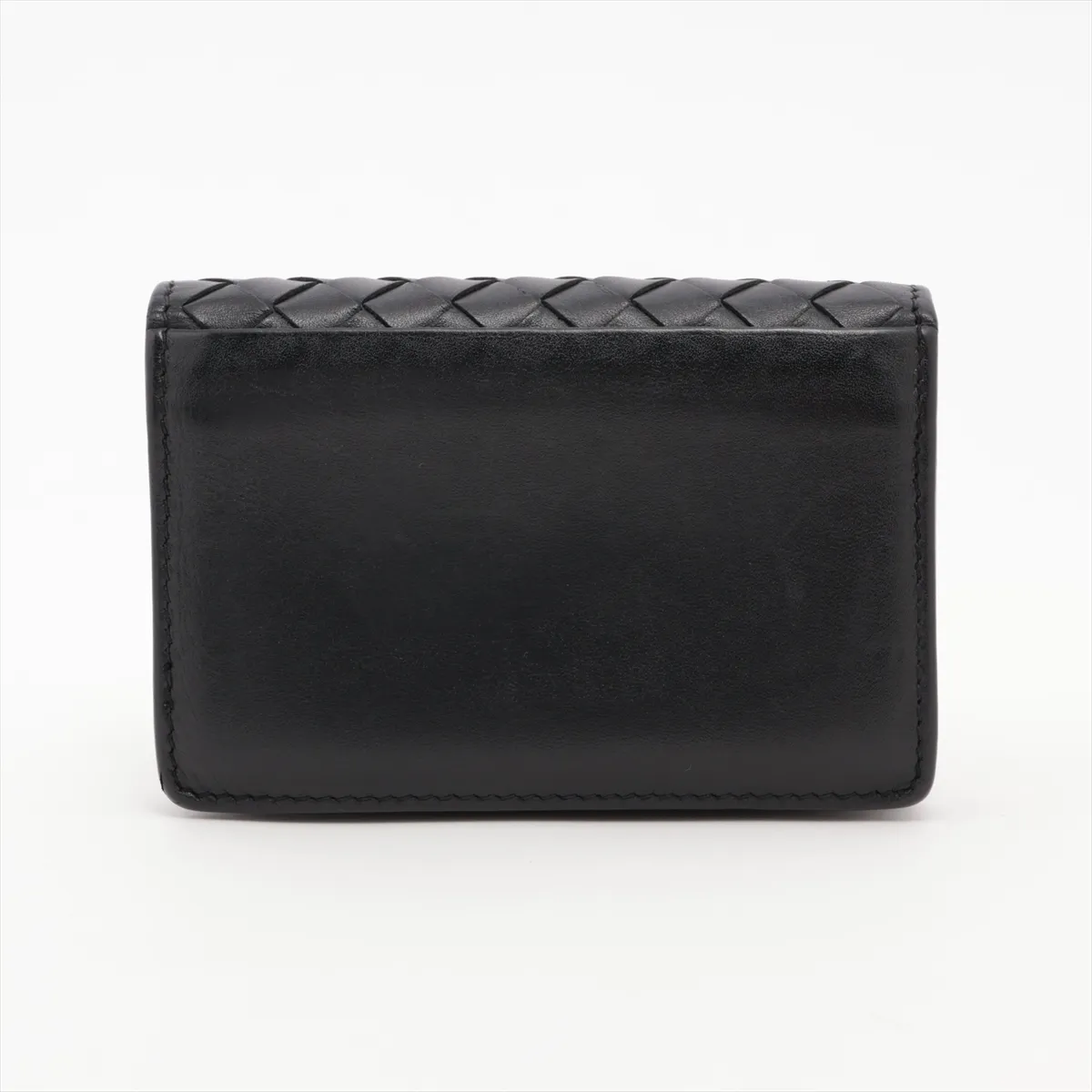 Intrecciato Leather Card Case, Brown — view 2