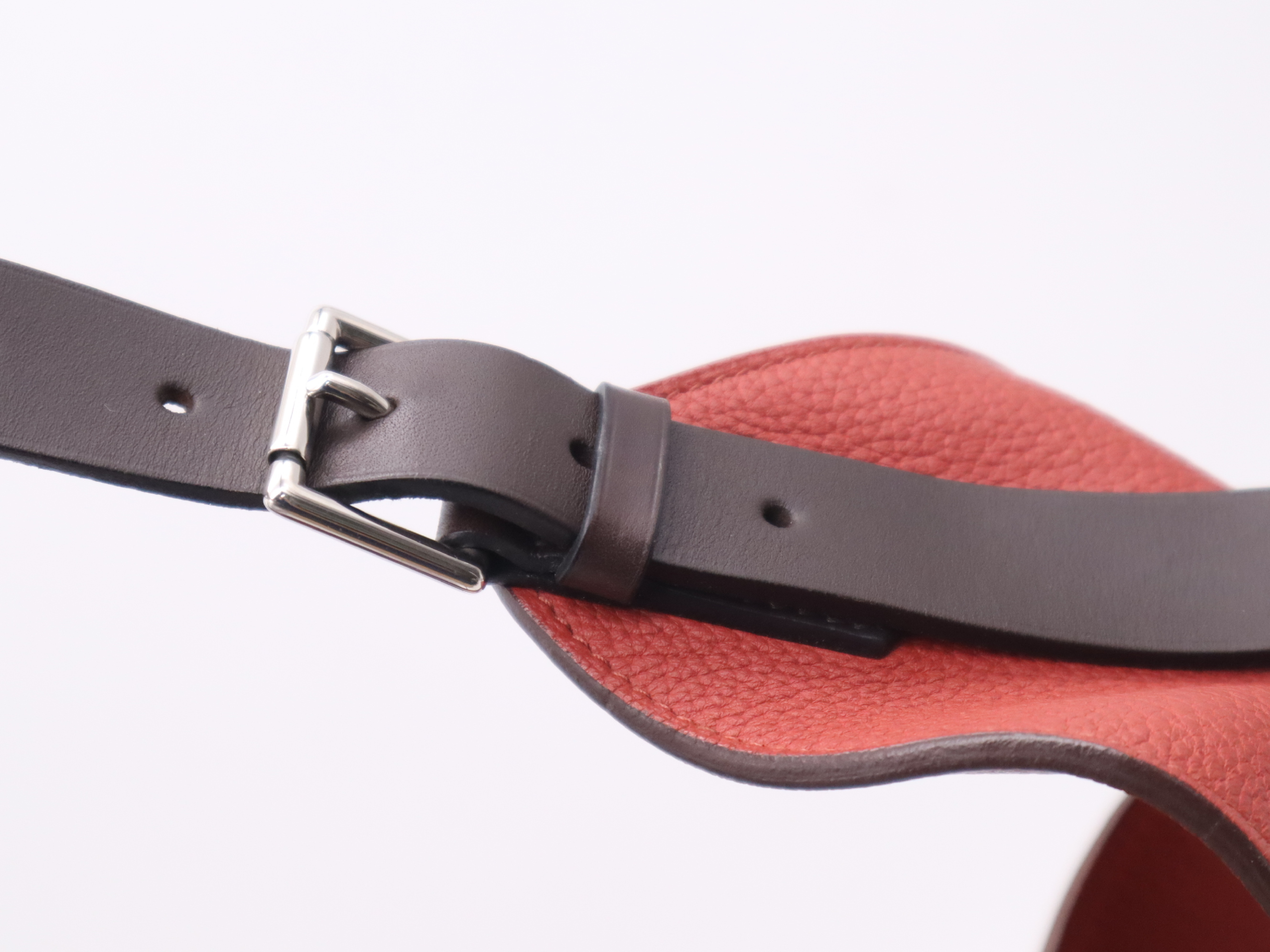 Taurillon Clemence Marwari GM Tote Bag, Red/Dark Brown, Silver Hardware, with Dust Bag, M Stamp, 2009 — view 8
