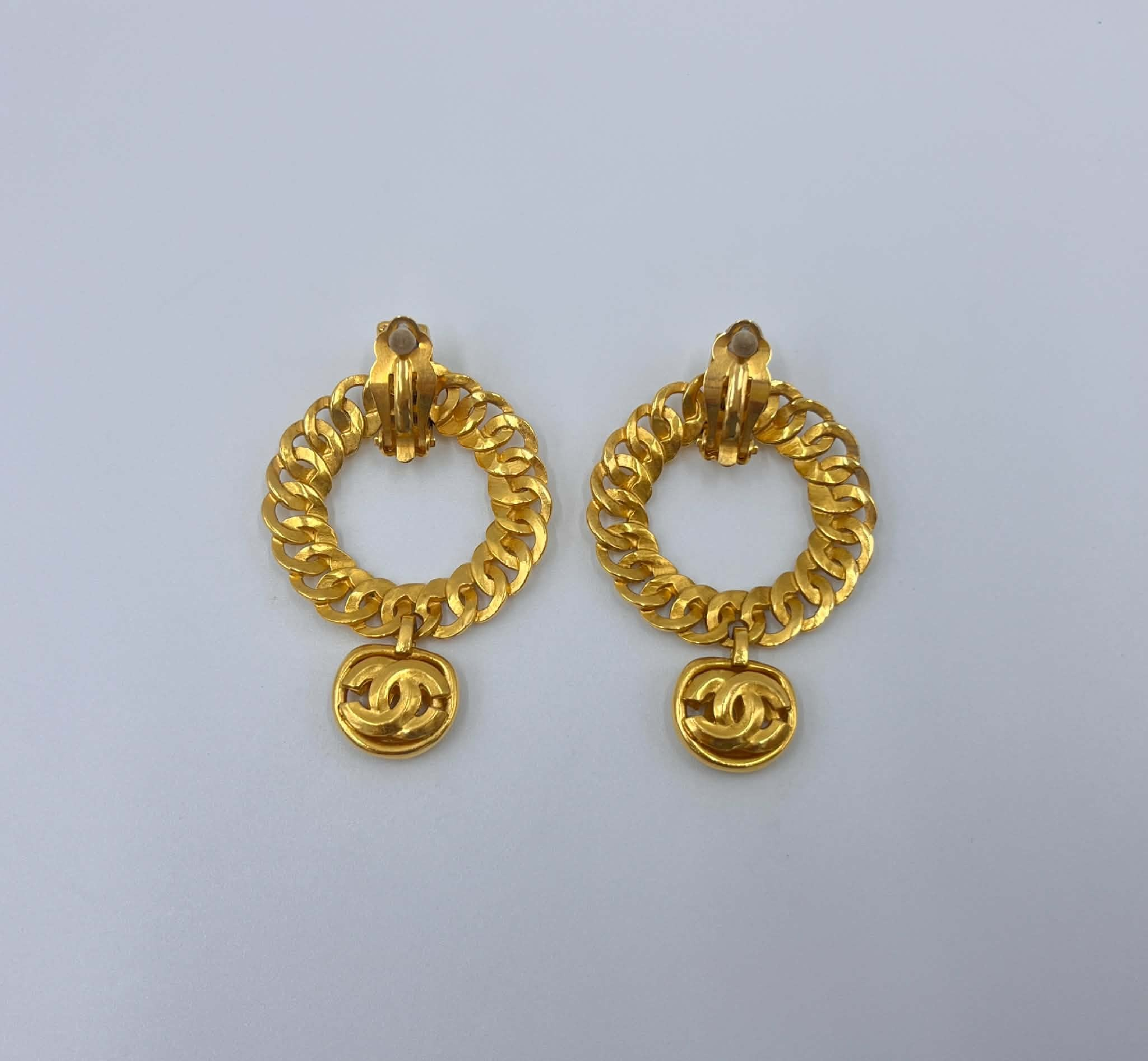 Round Coco Mark Gold Earrings — view 2