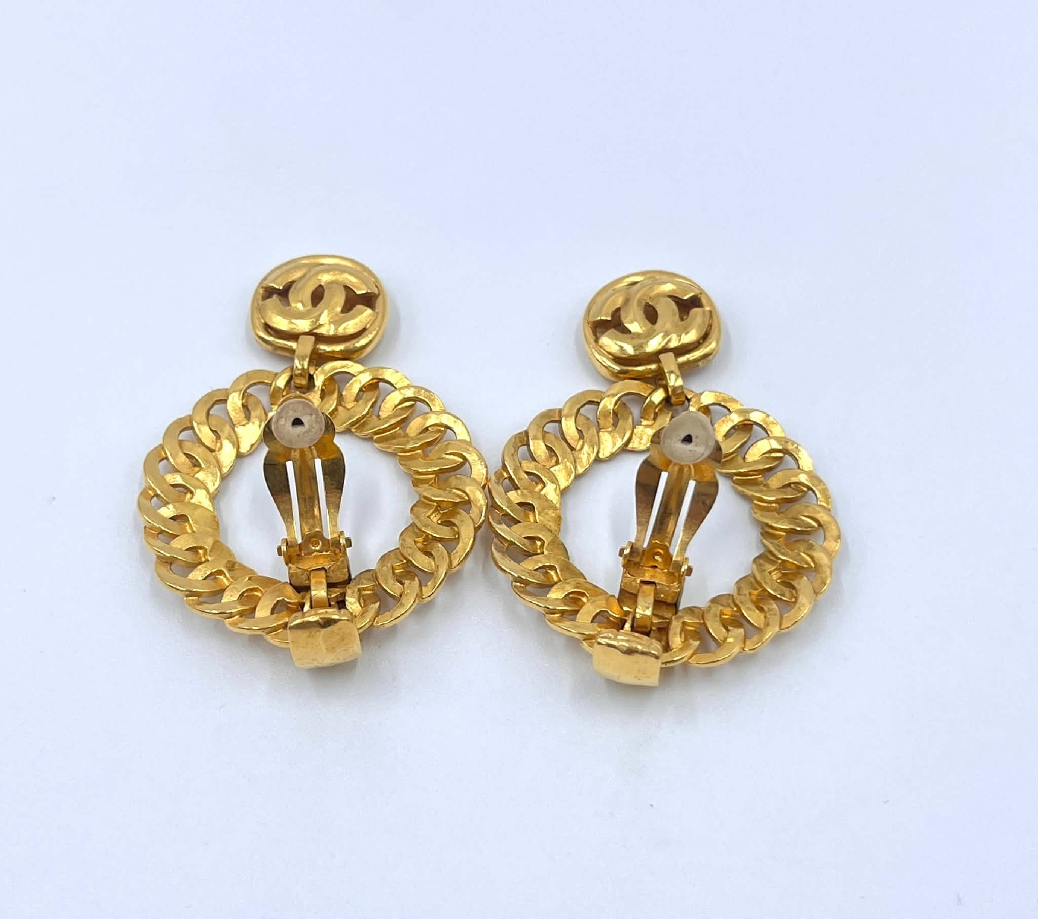 Round Coco Mark Gold Earrings — view 3