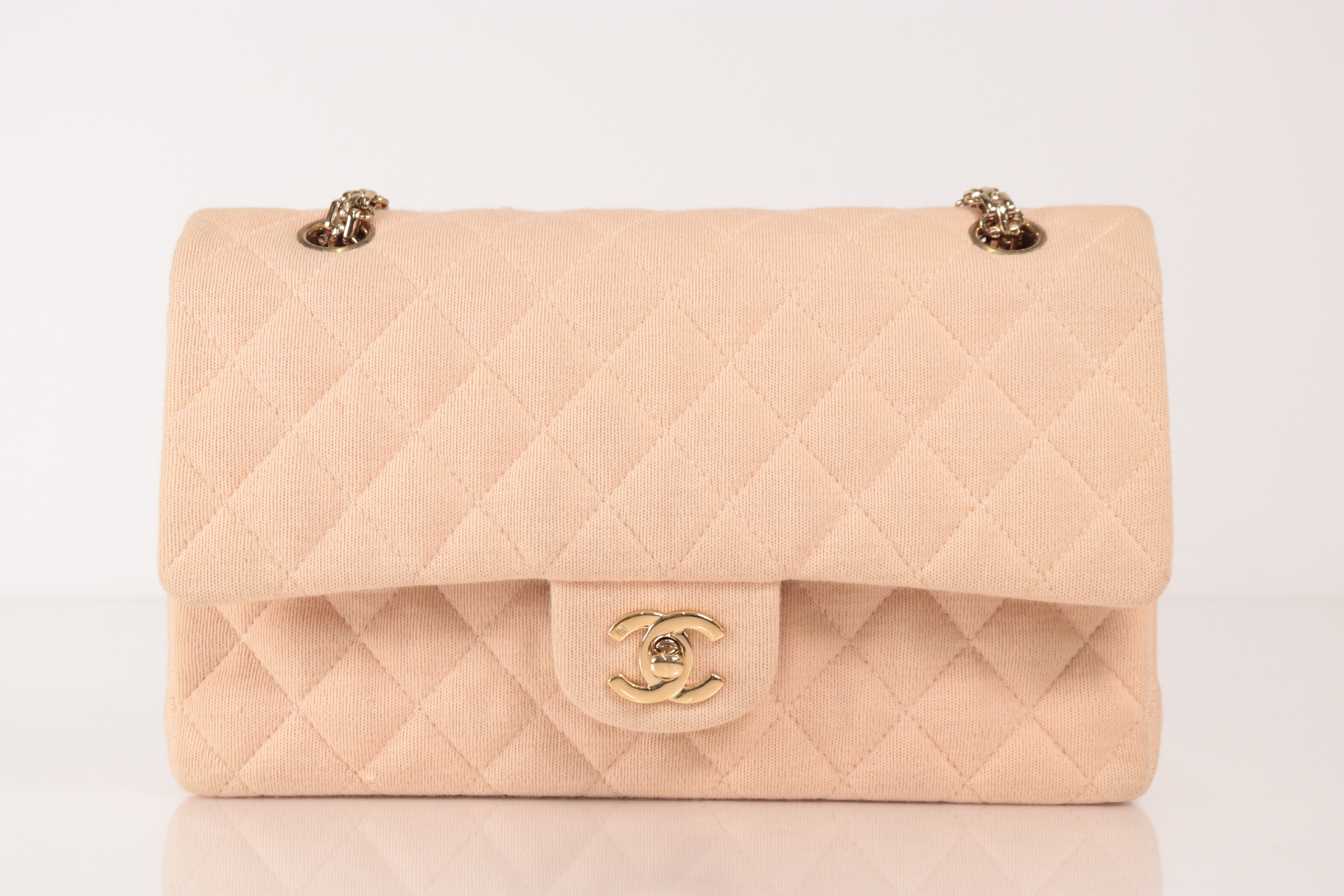 Double Flap 25 Cotton 2.55 Chain Shoulder Bag Beige (Serial No. 7) — view 2
