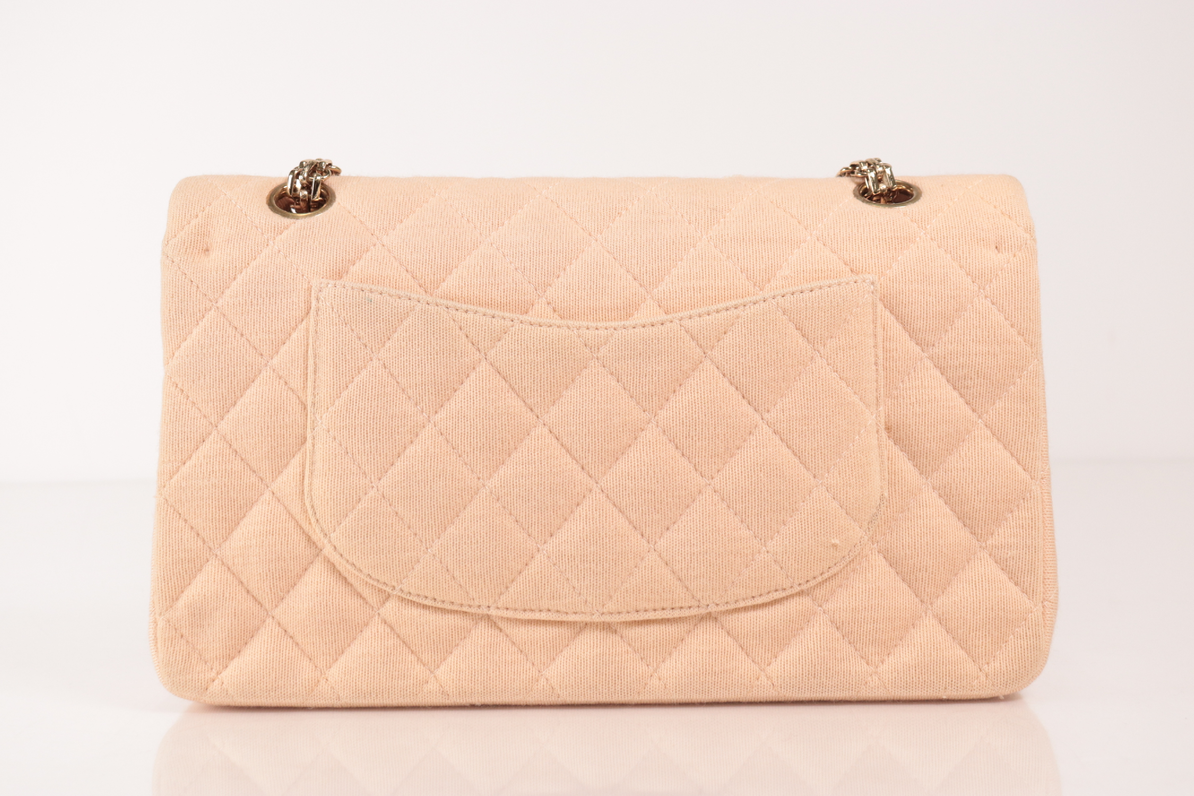 Double Flap 25 Cotton 2.55 Chain Shoulder Bag Beige (Serial No. 7) — view 3